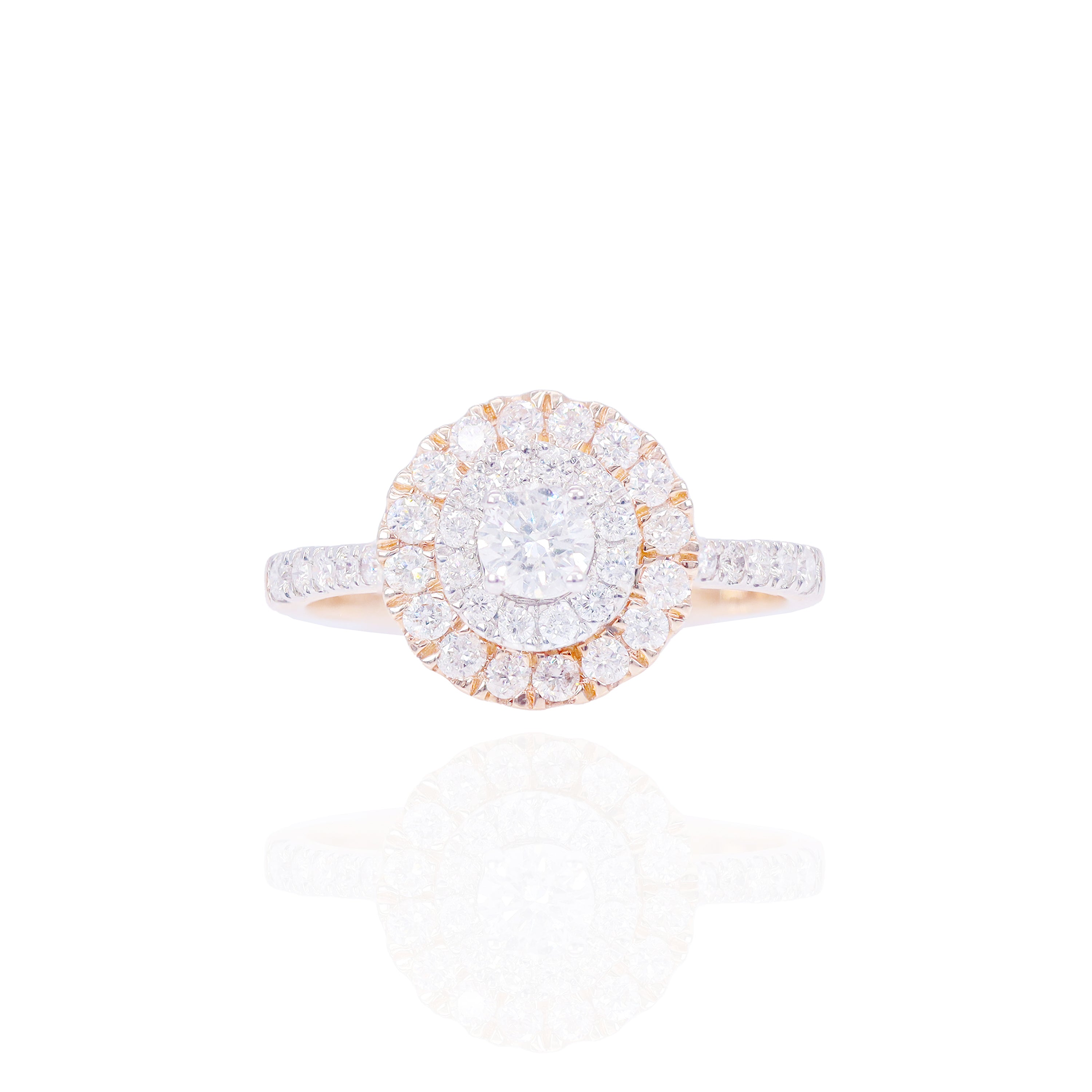 .25 CT Round Double Halo Diamond Engagement Ring & Band