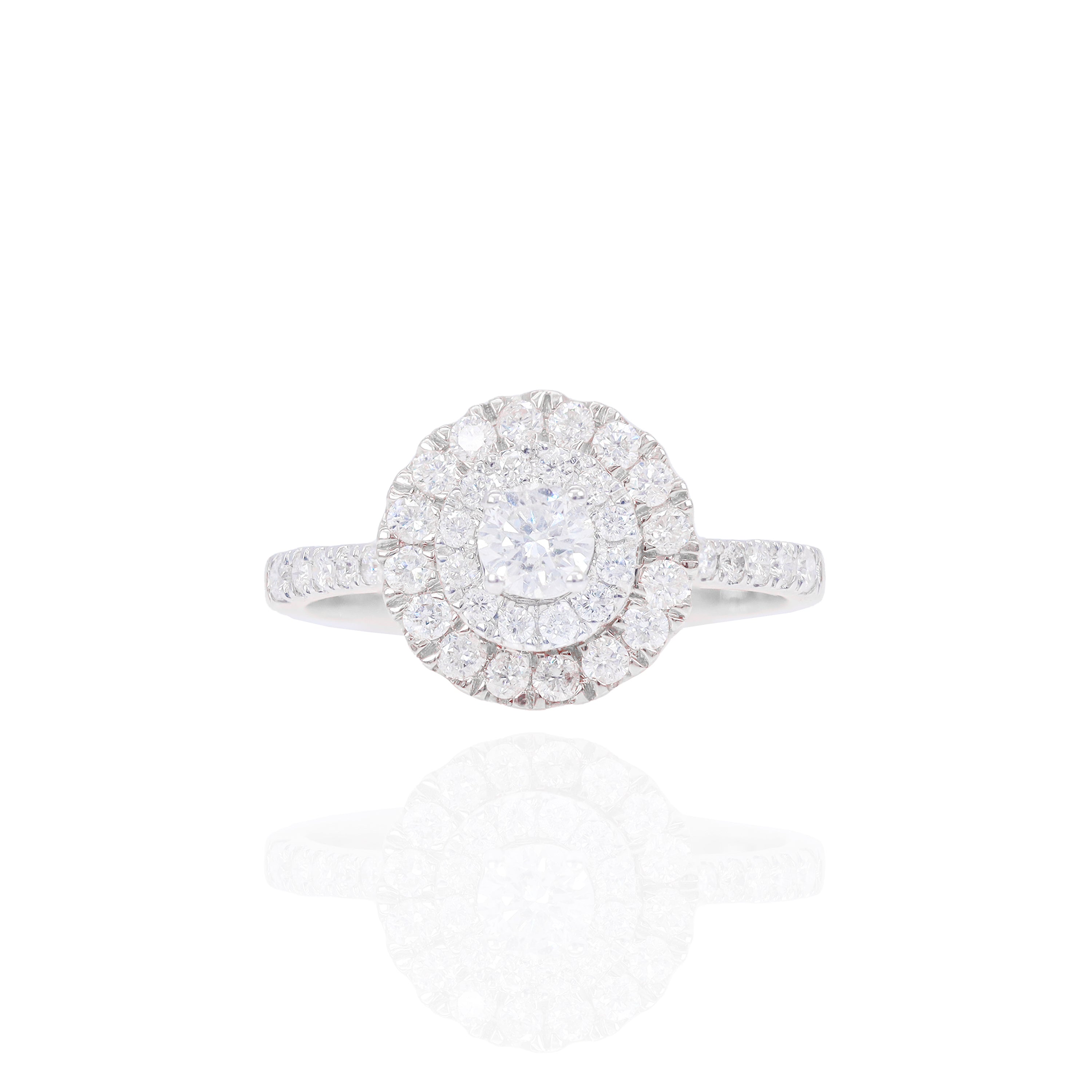 .25 CT Round Double Halo Diamond Engagement Ring & Band
