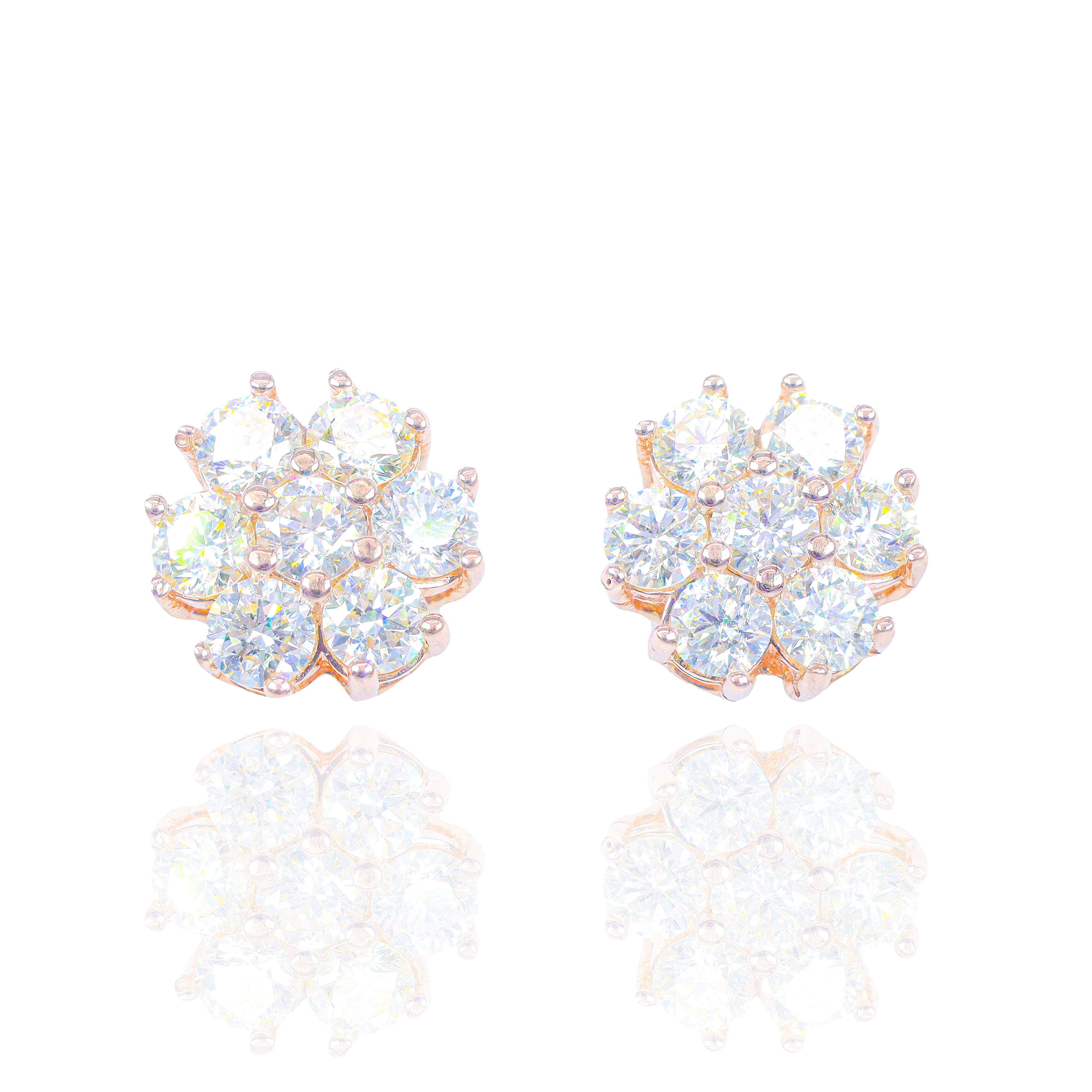 Large Cluster Flower Diamond Earrings