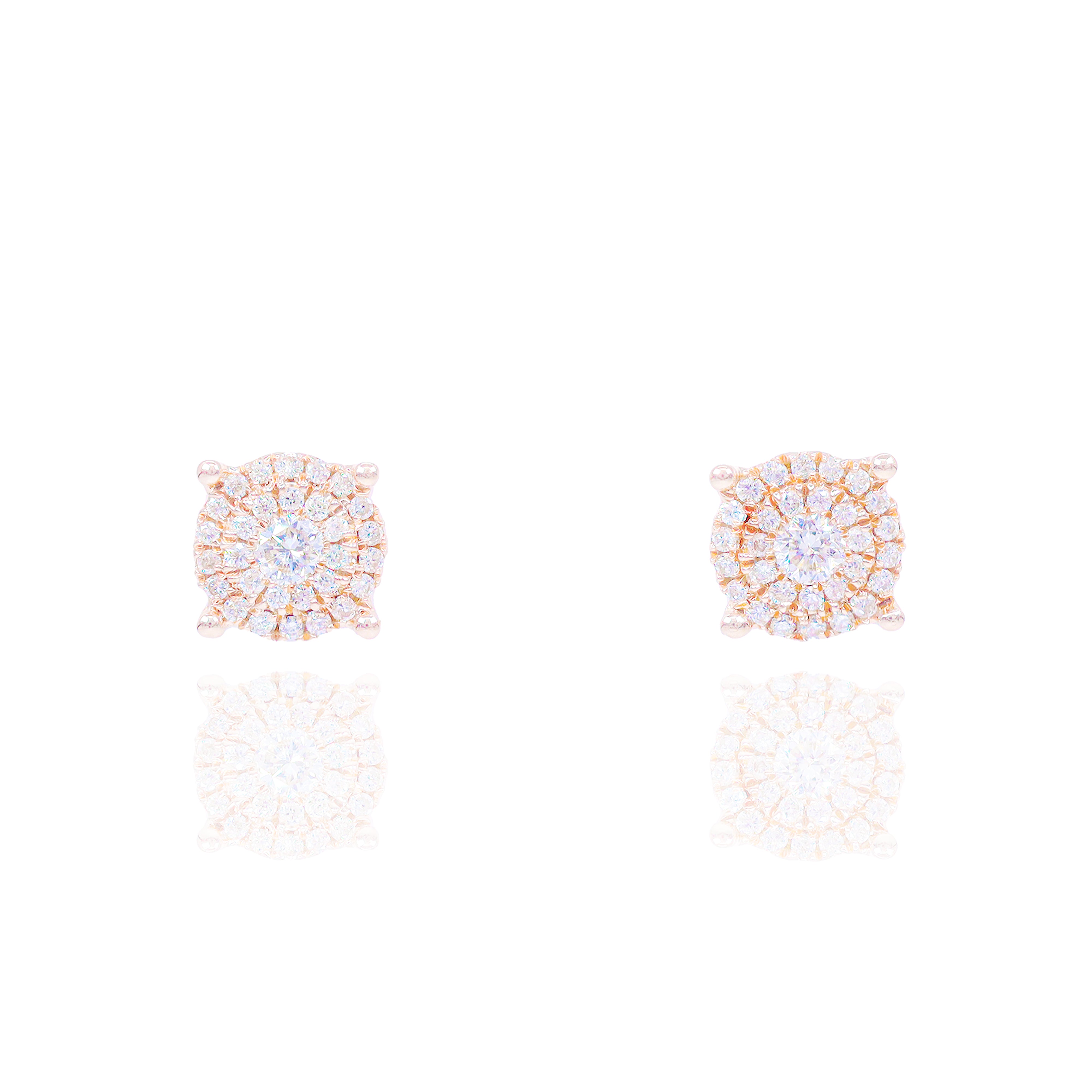 Round Diamond Cluster Earrings