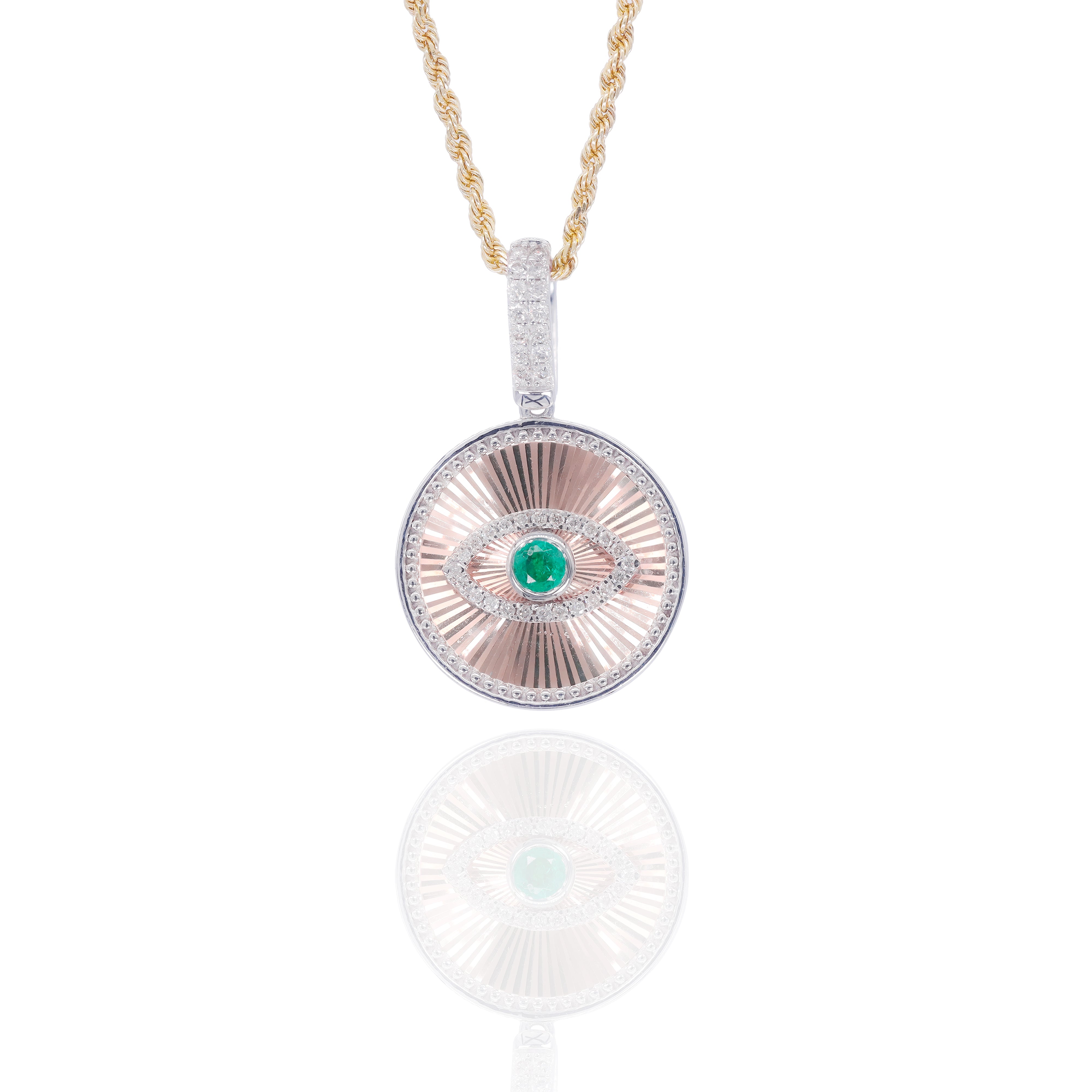 Fluted Evil Eye Diamond Pendant