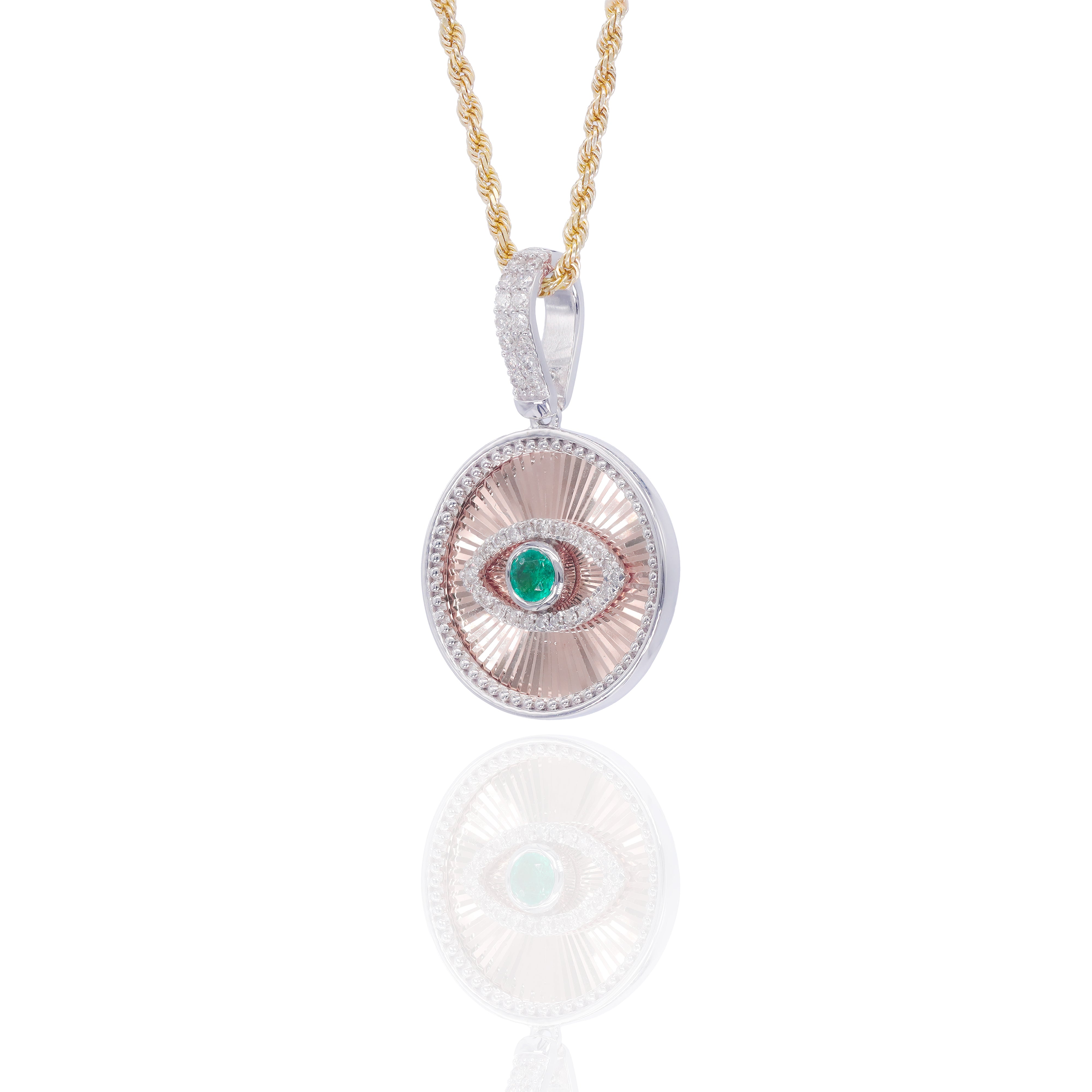 Fluted Evil Eye Diamond Pendant
