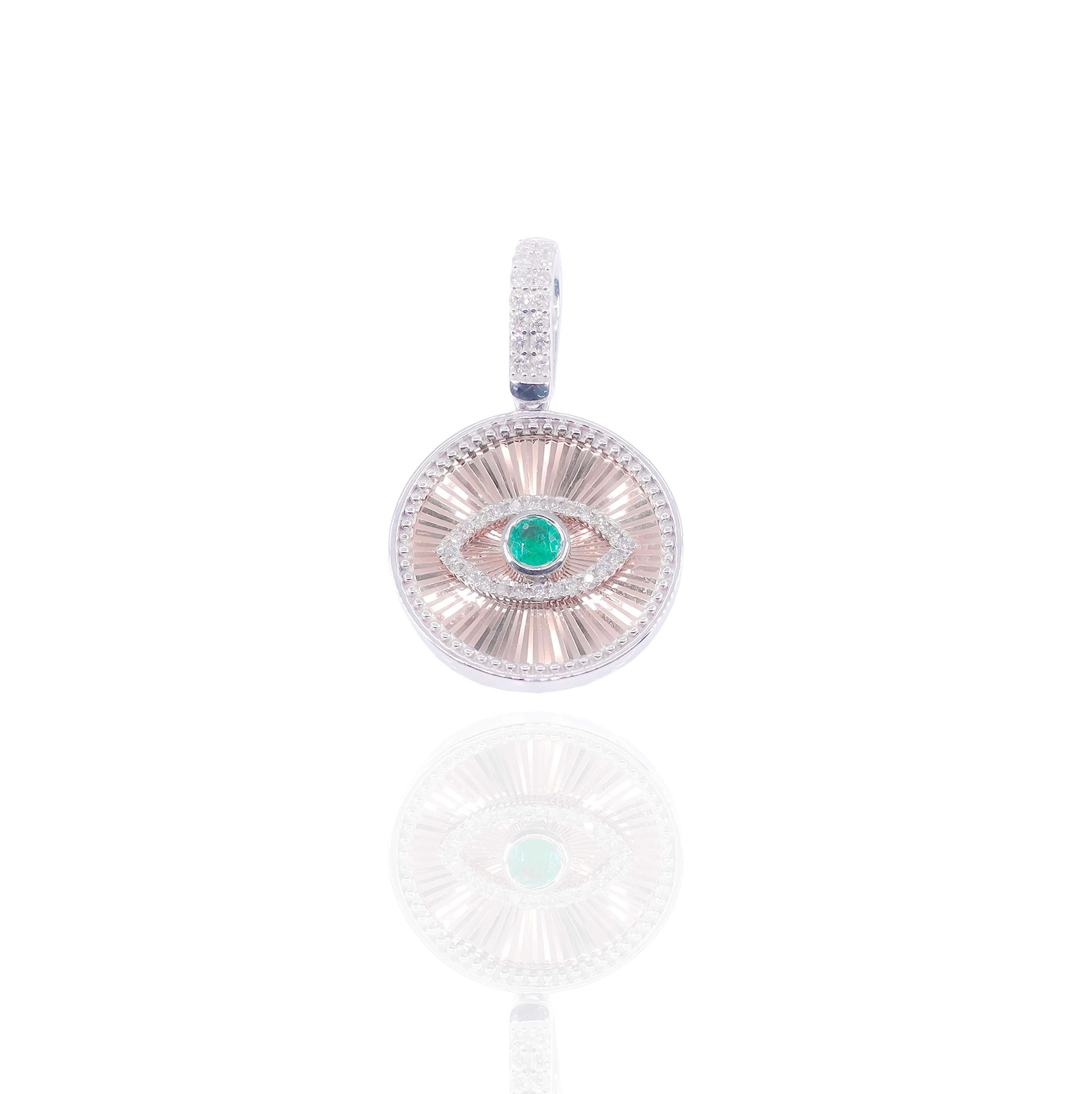 Fluted Evil Eye Diamond Pendant