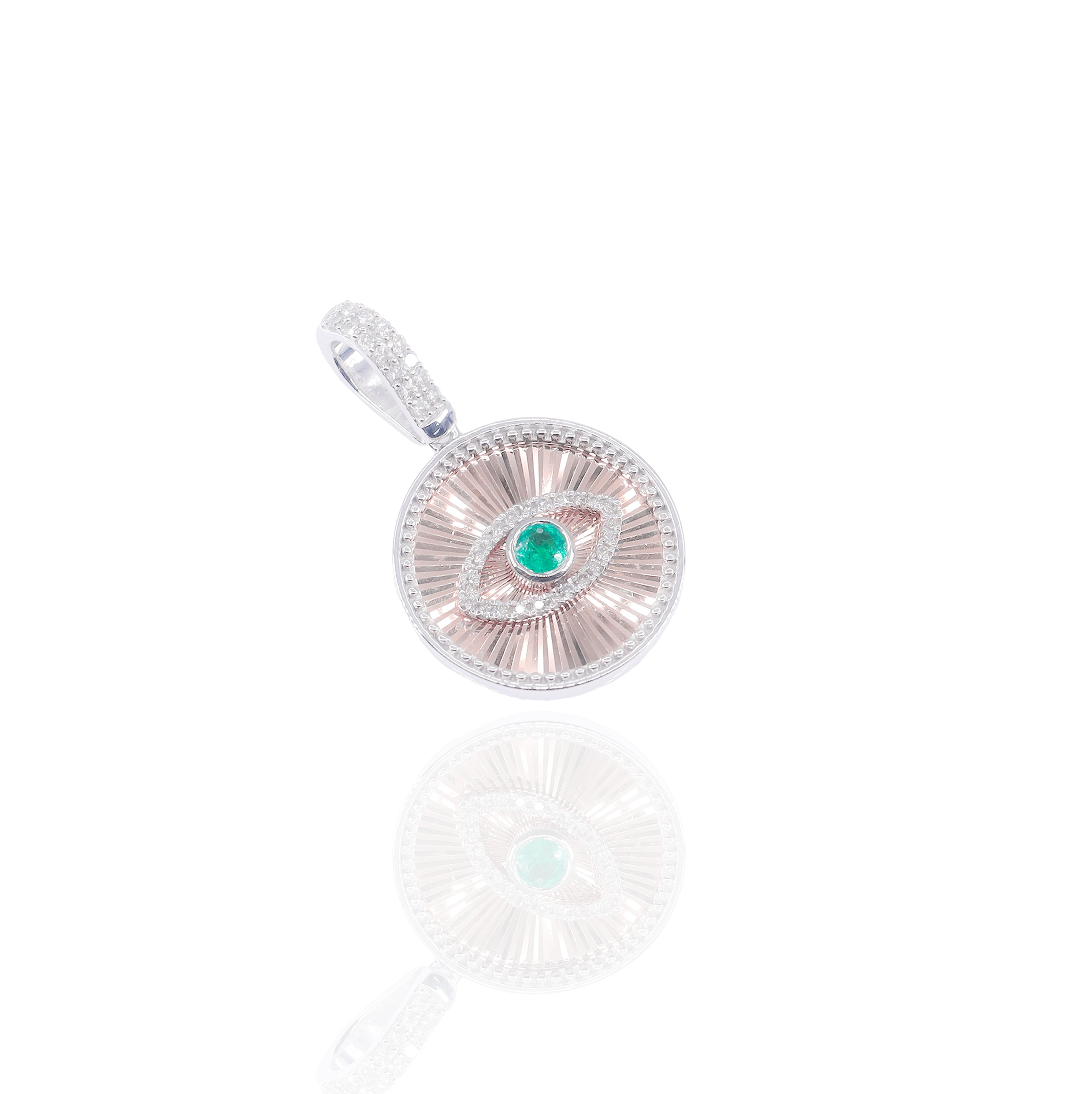 Fluted Evil Eye Diamond Pendant
