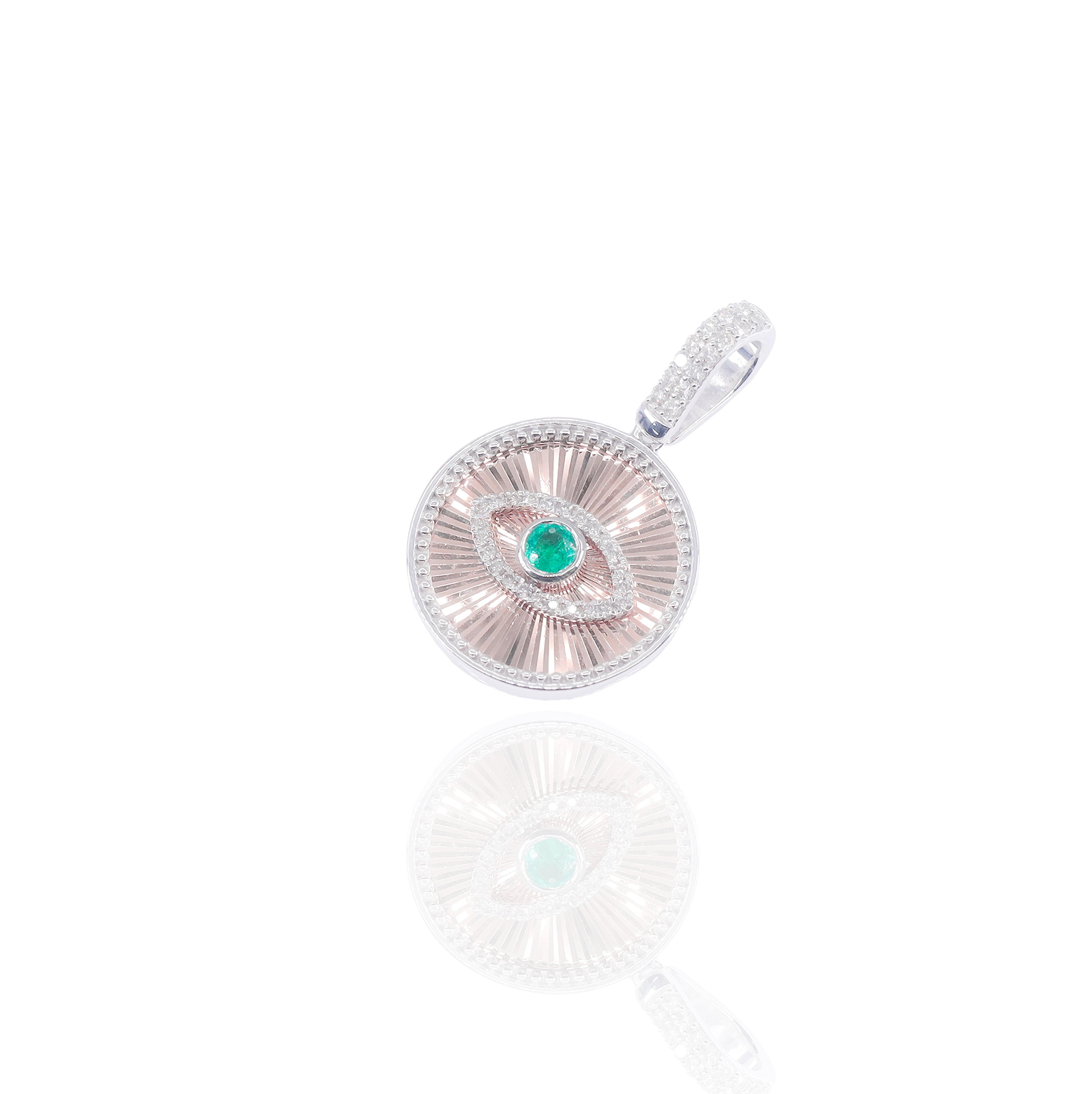 Fluted Evil Eye Diamond Pendant