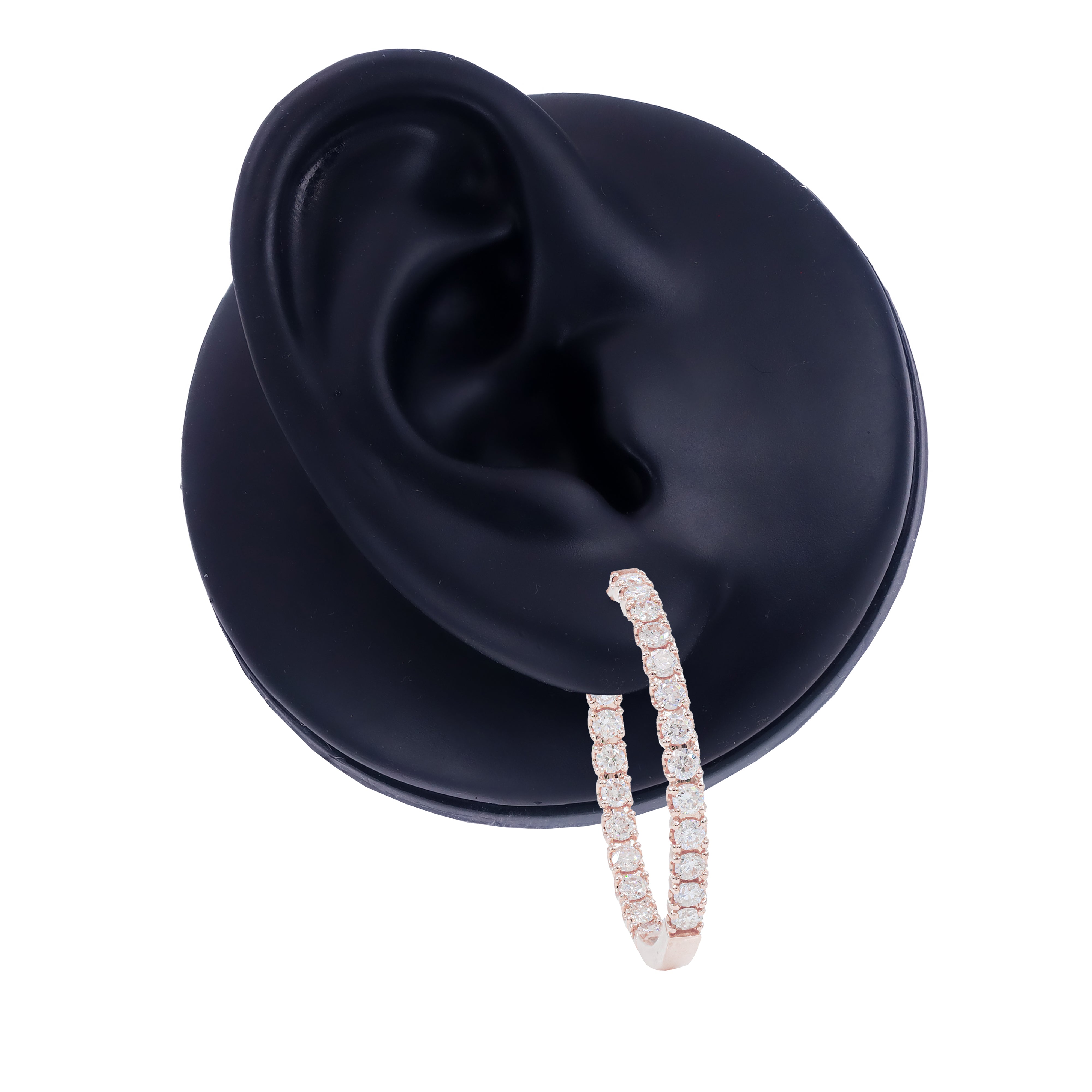 One Inch Diamond Hoop Earrings (Inner and Outer Diamond)