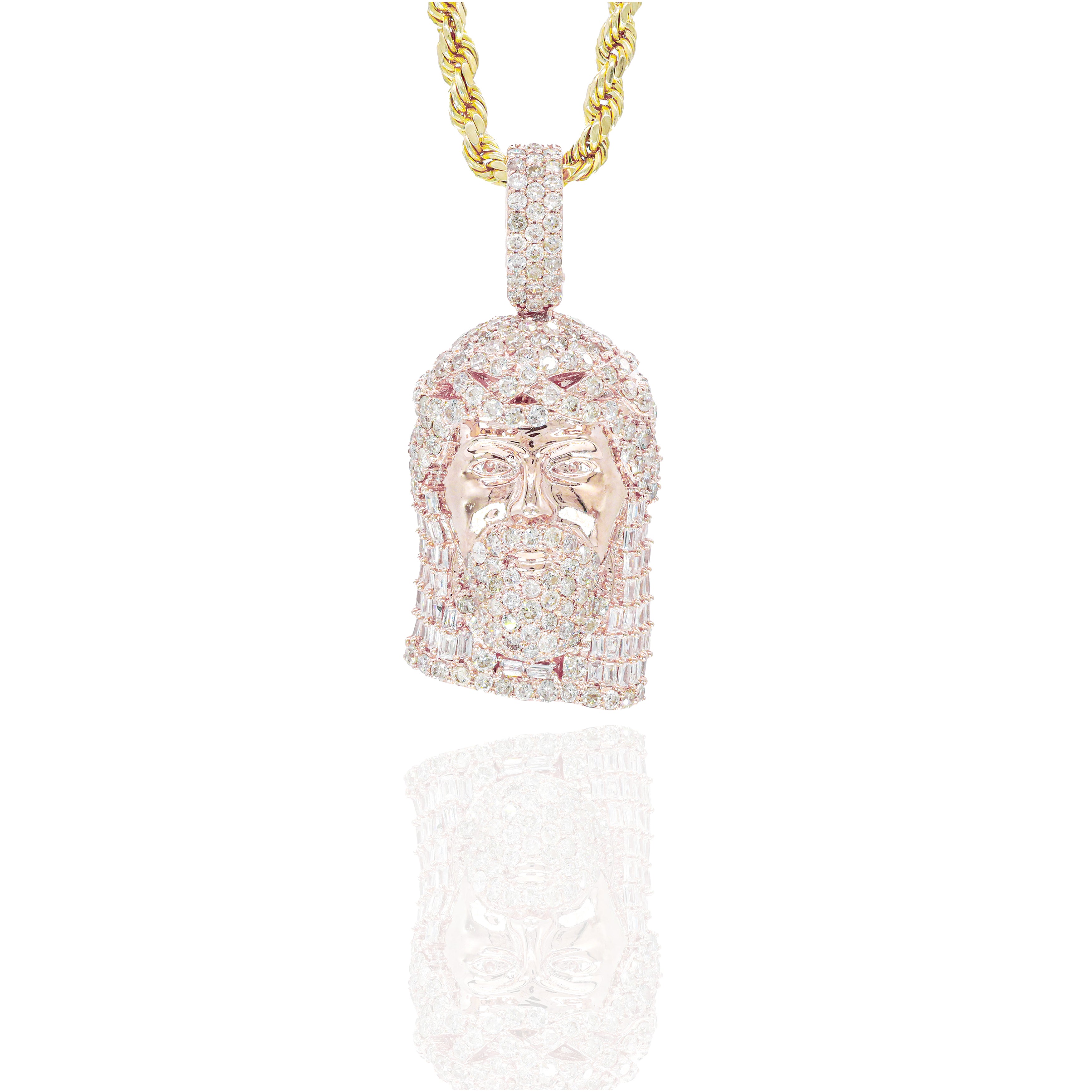 Baguette & Round Jesus Diamond Pendant