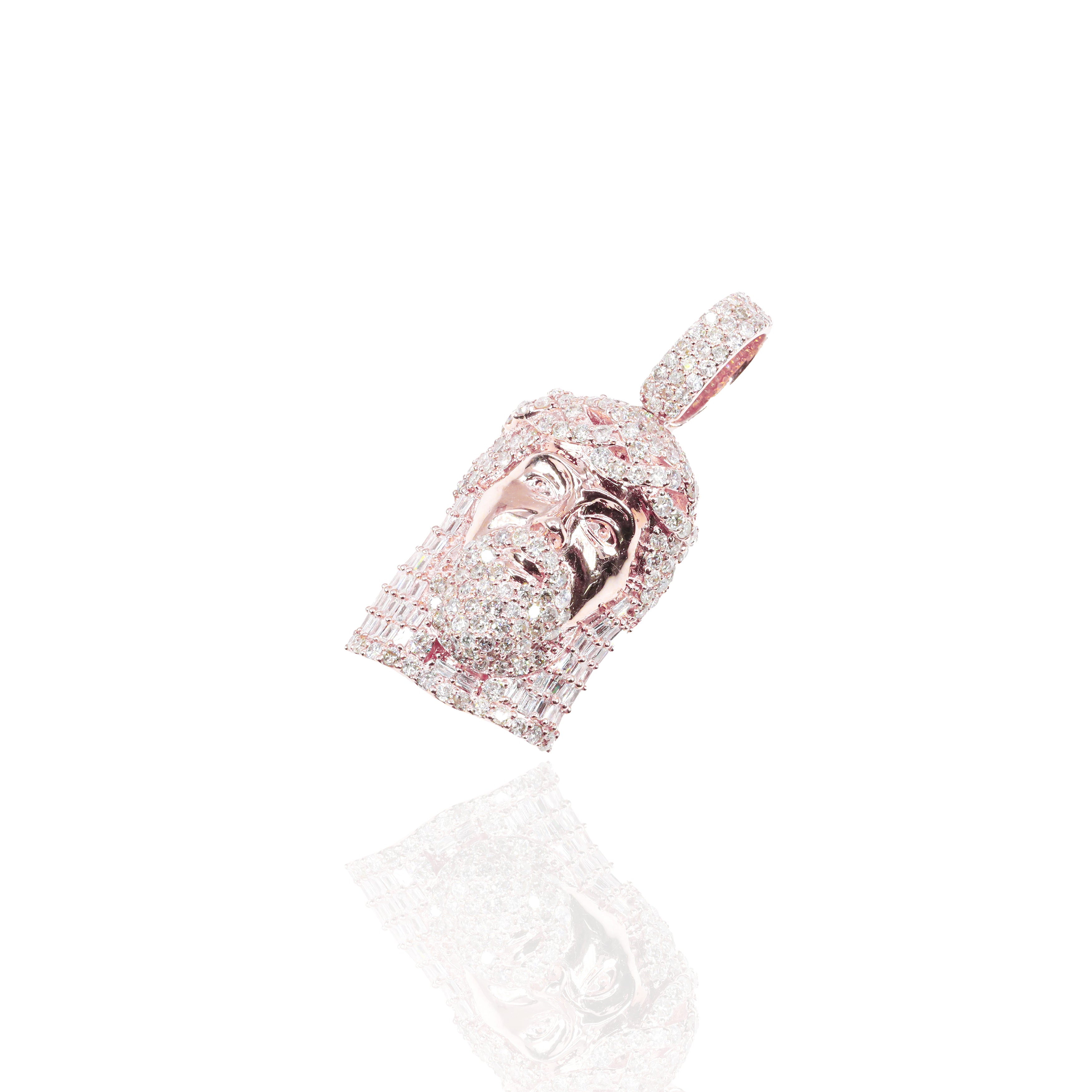 Baguette & Round Jesus Diamond Pendant