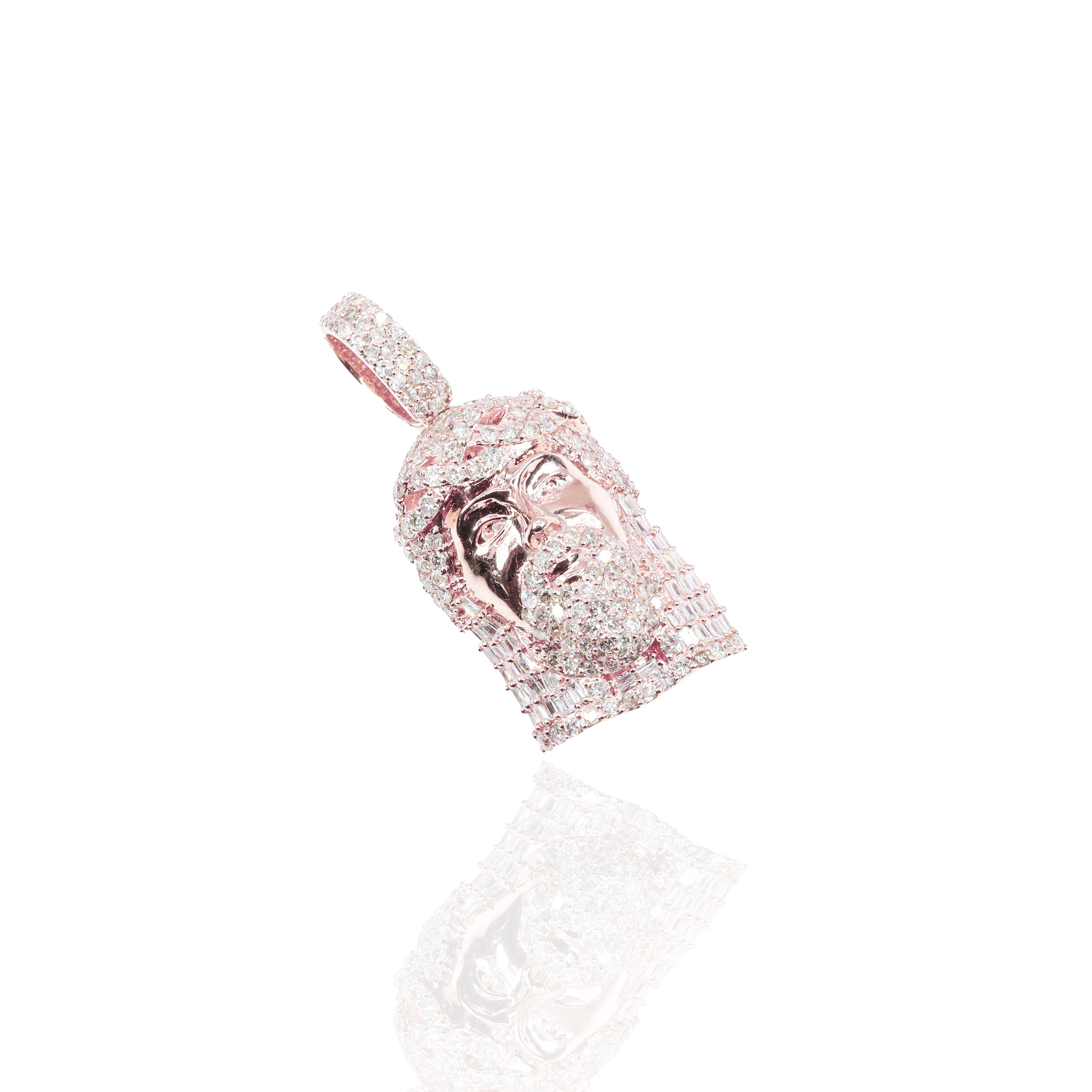 Baguette & Round Jesus Diamond Pendant