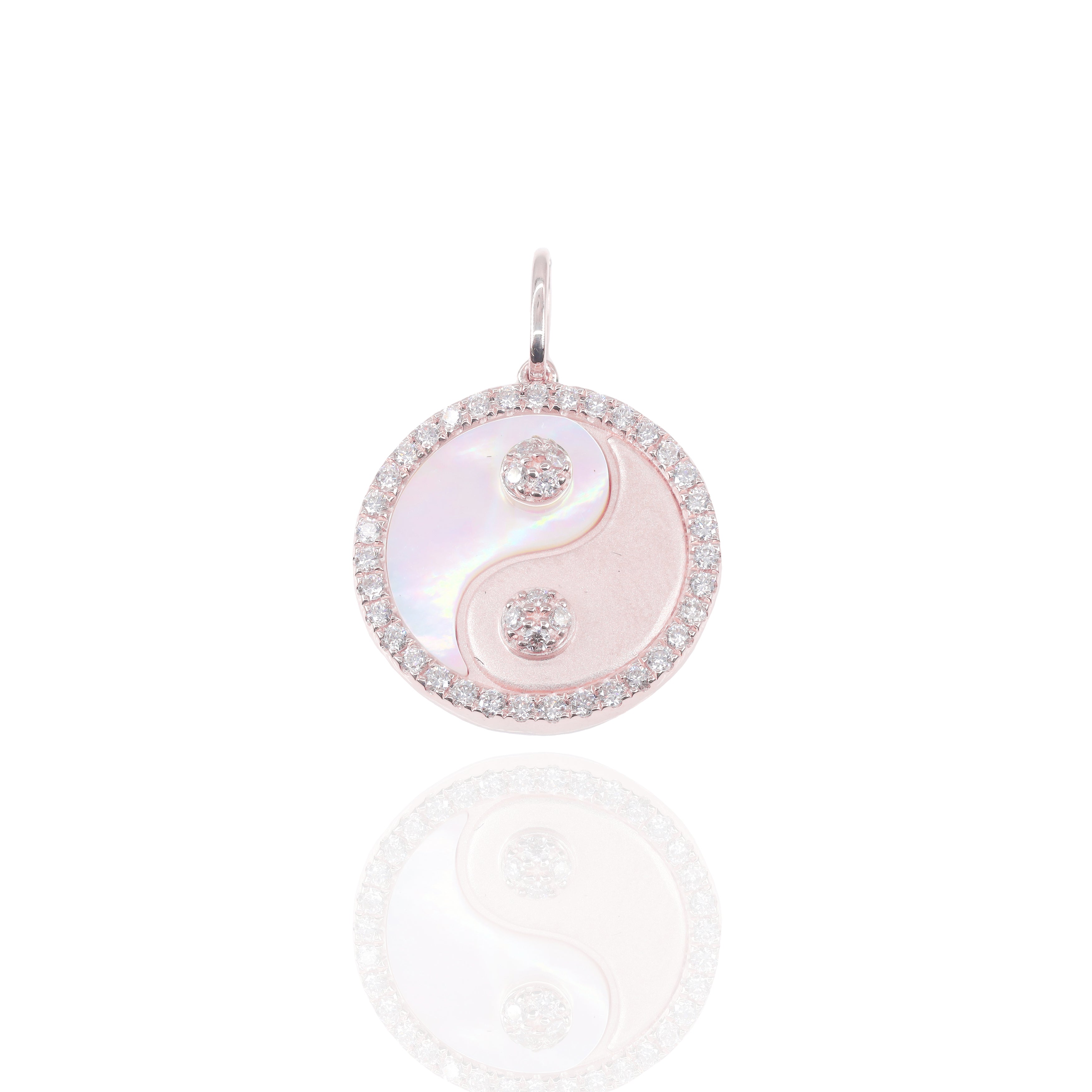 Yin-Yang Medallion Diamond Pendant with Mother of Pearl