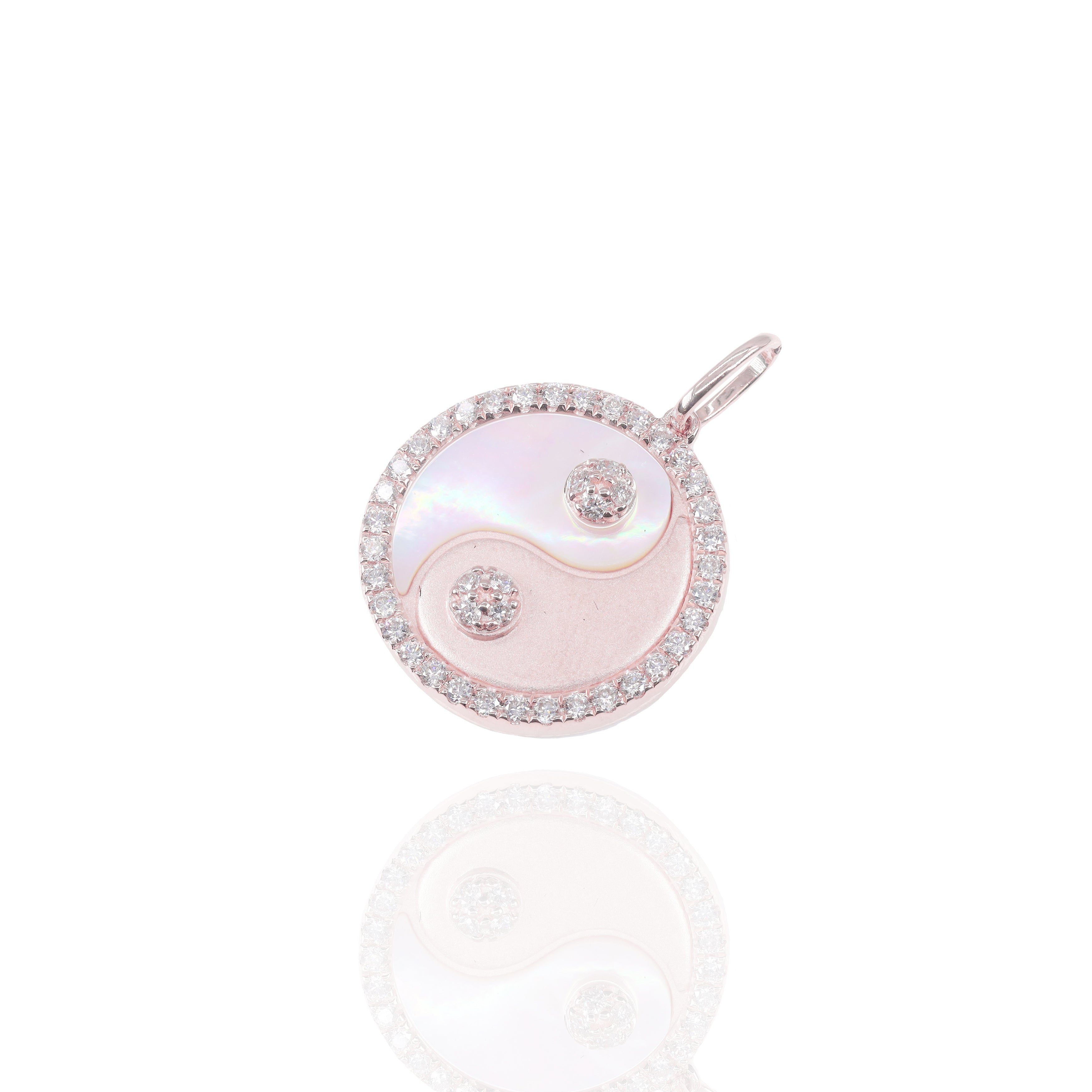 Yin-Yang Medallion Diamond Pendant with Mother of Pearl