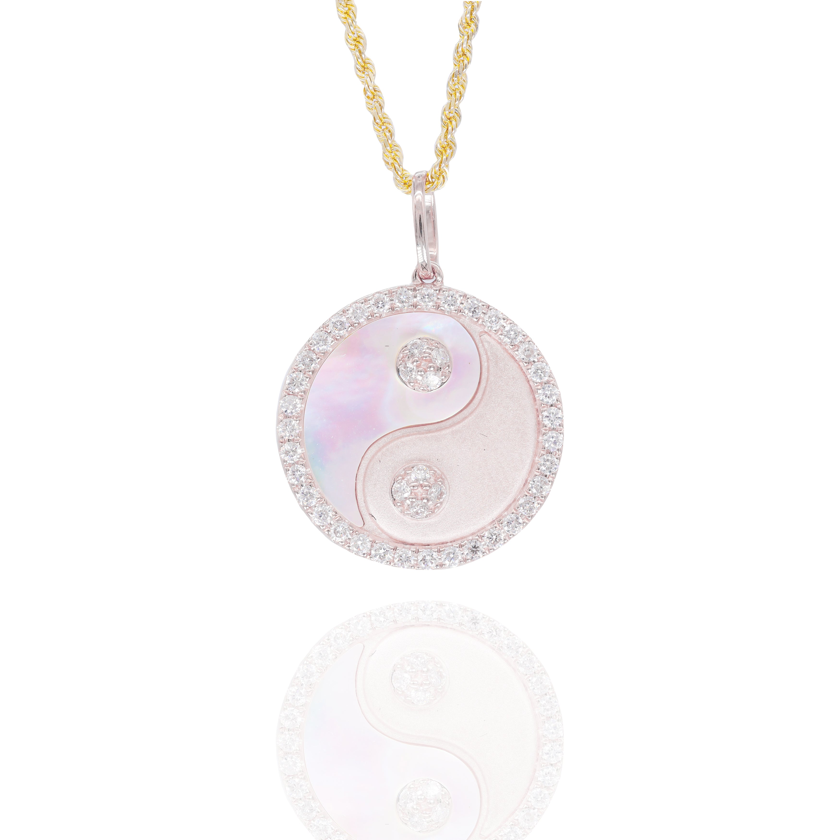 Yin-Yang Medallion Diamond Pendant with Mother of Pearl