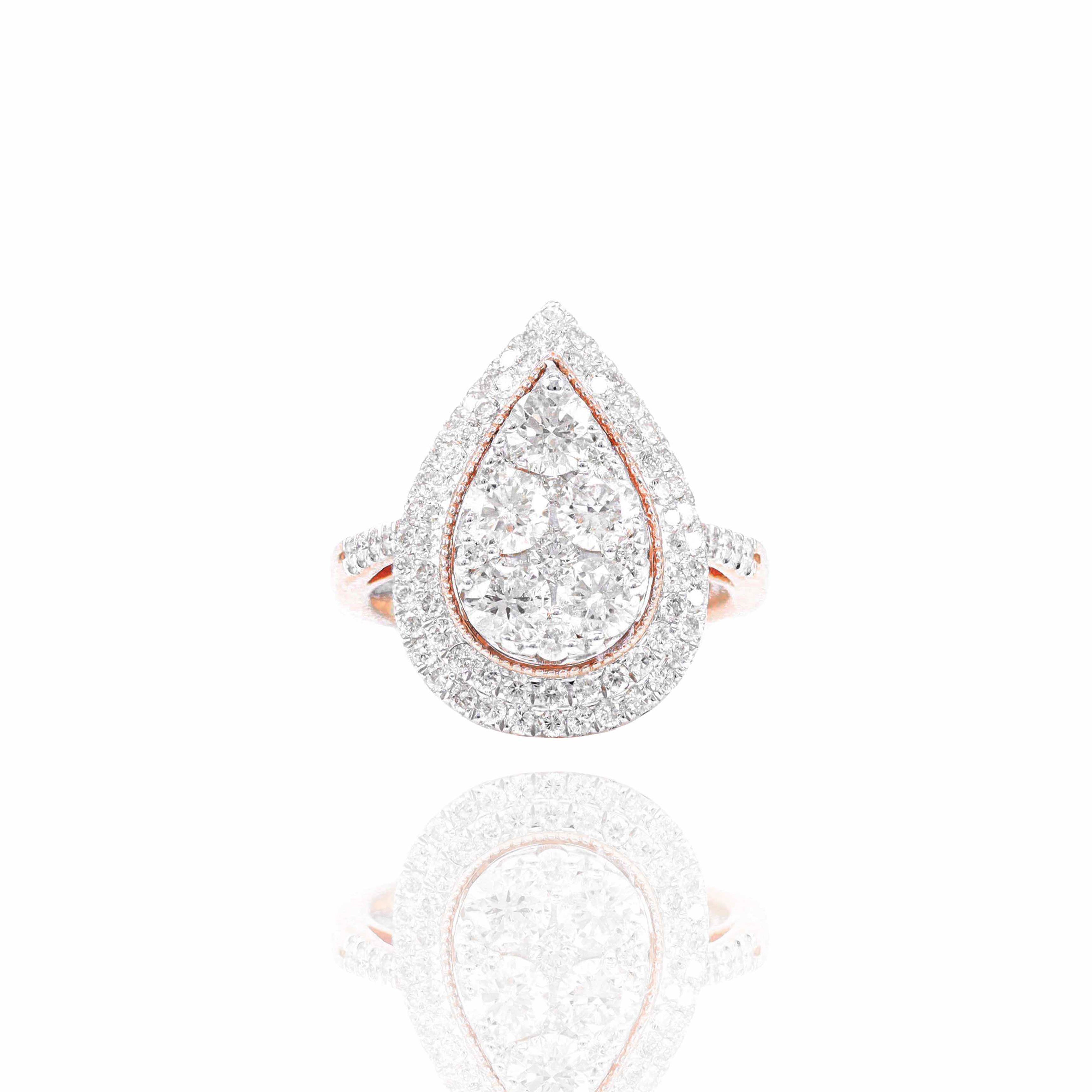 5 Round Center Stone Pear Shape Engagement Ring