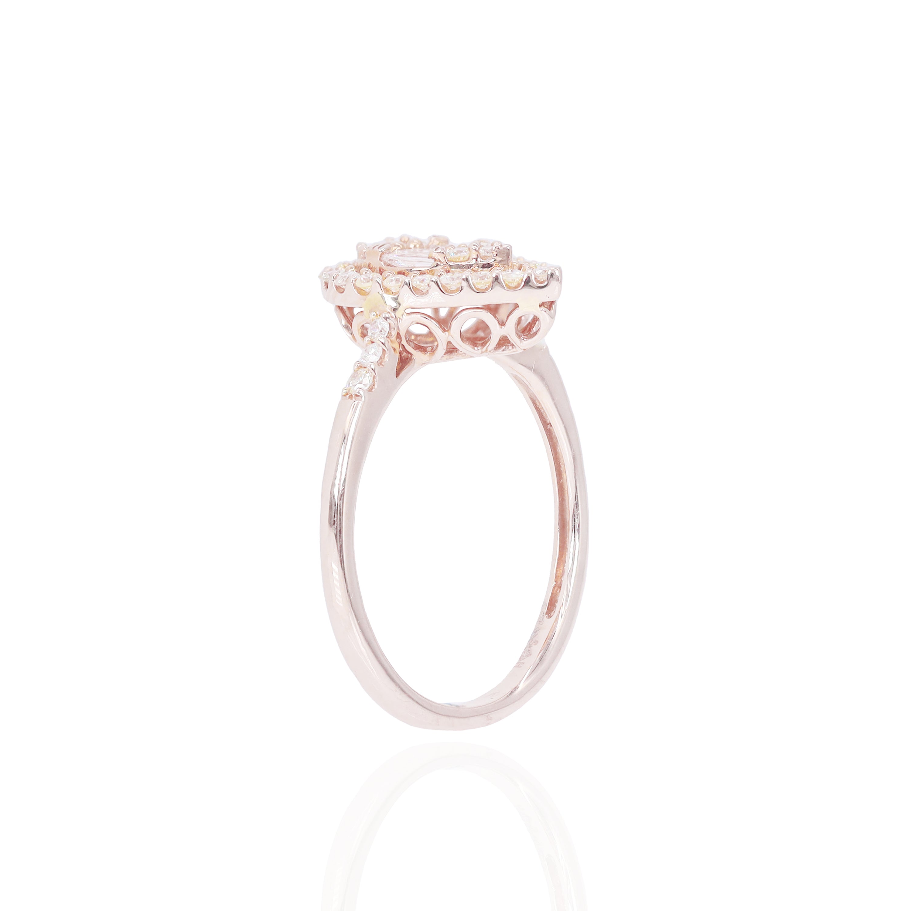 Pear Shaped Baguette & Round Diamond Engagement Ring