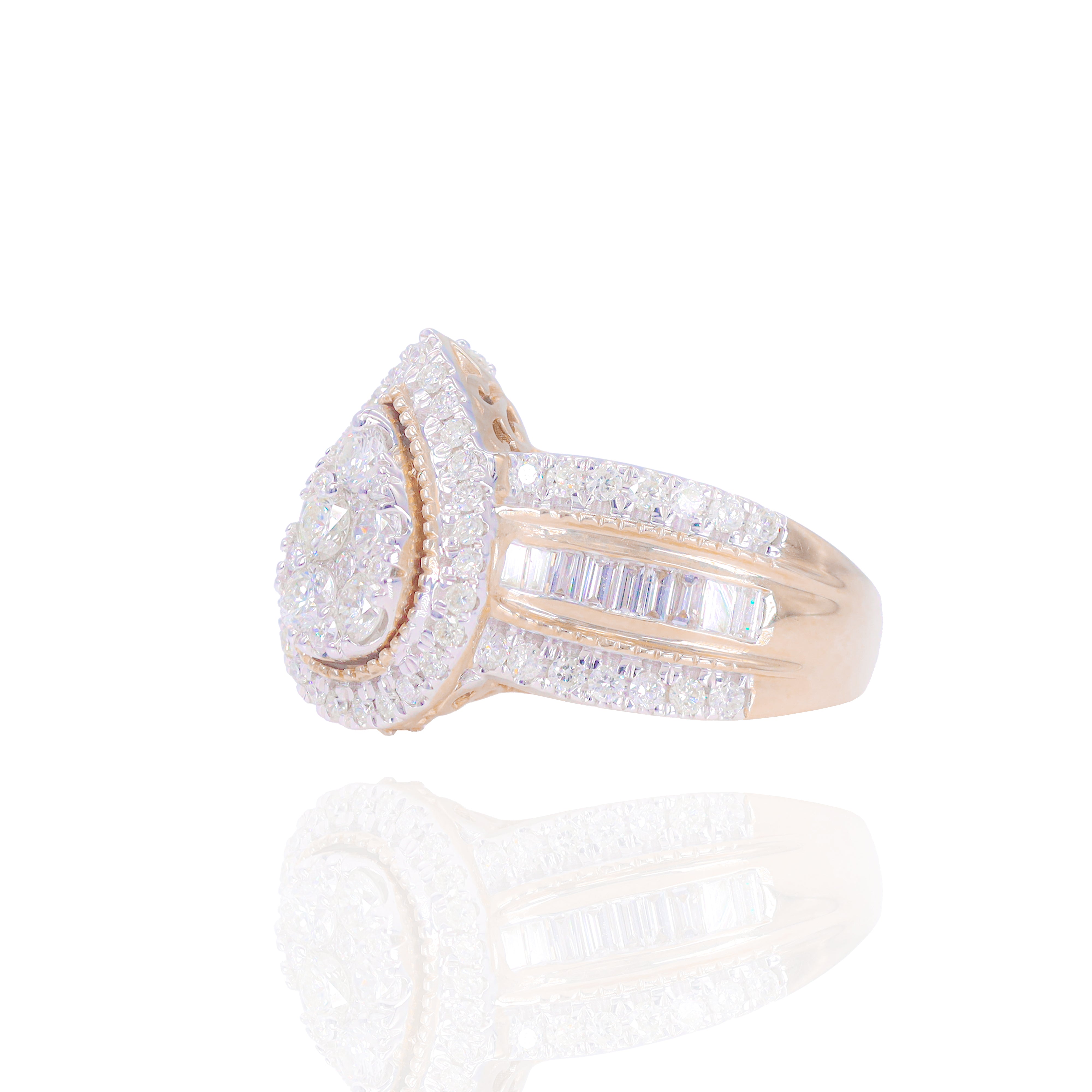 Pear Shape Cluster with 3 Row Diamond Band with Halo