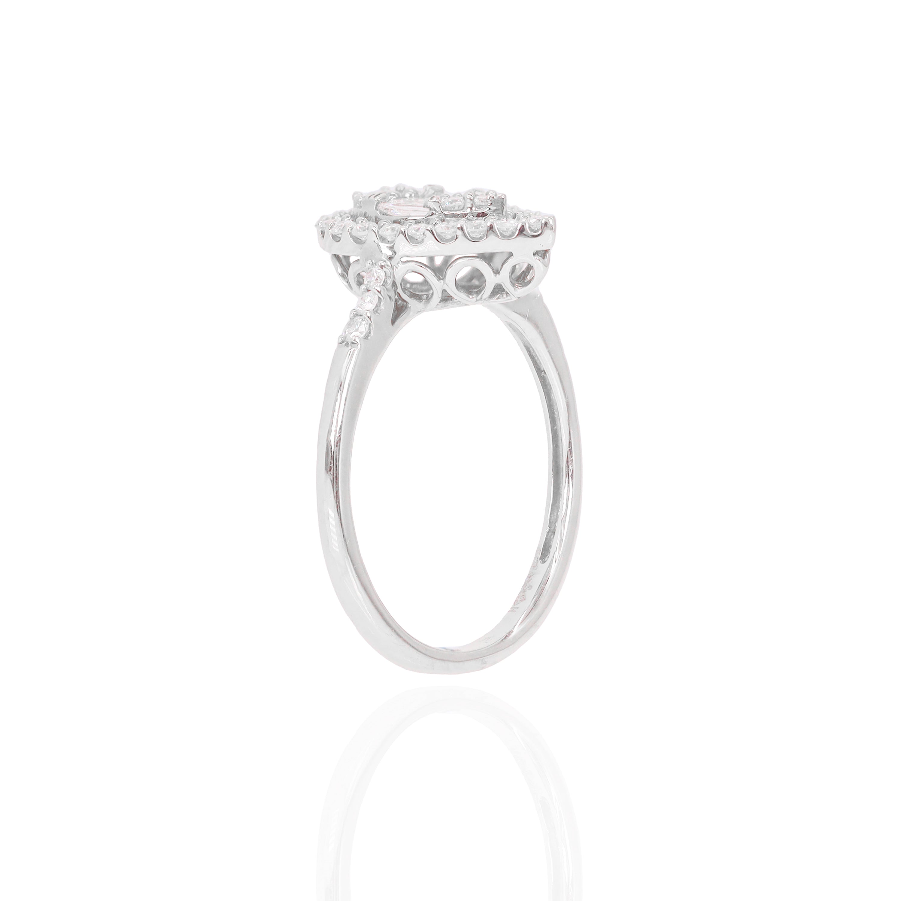 Pear Shaped Baguette & Round Diamond Engagement Ring