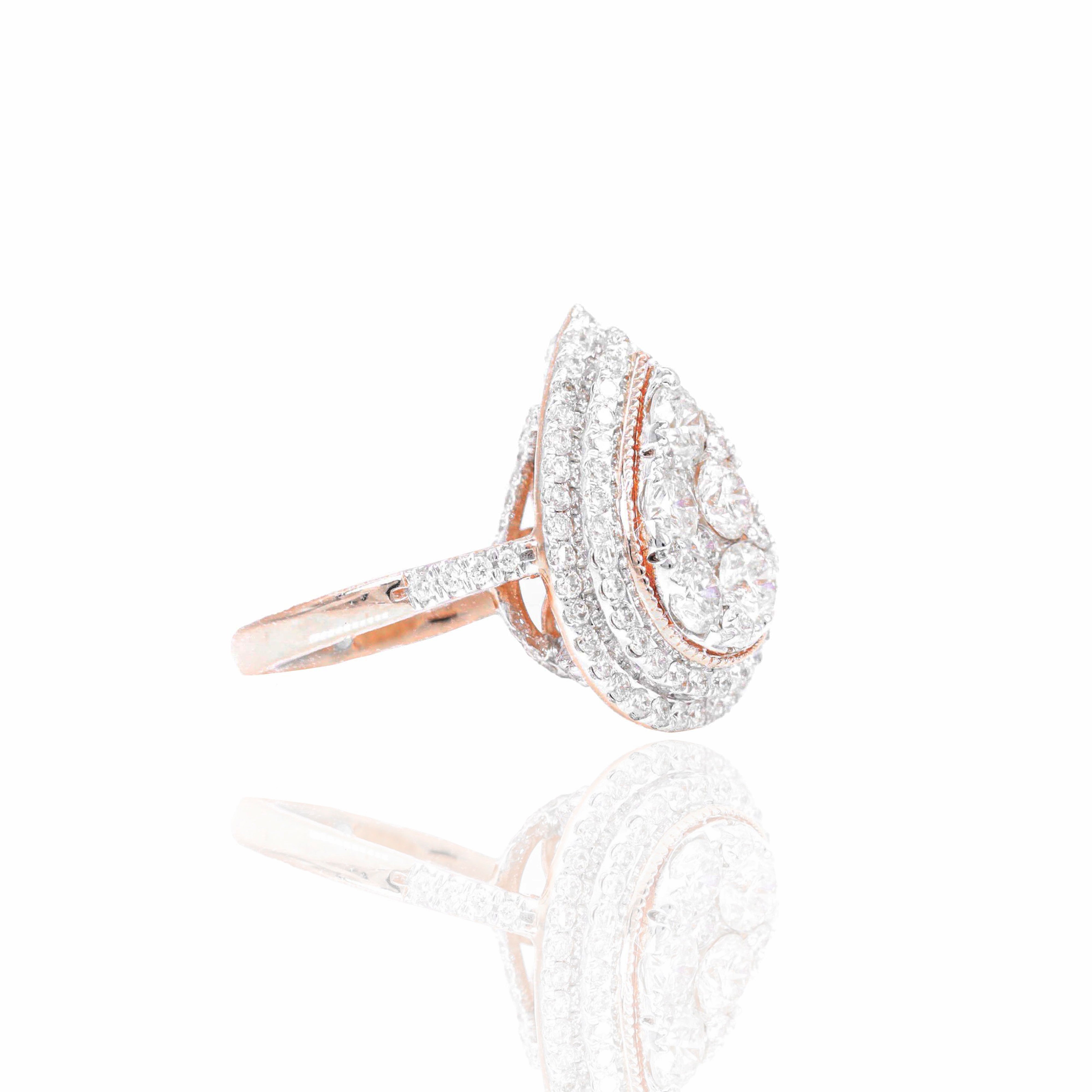 5 Round Center Stone Pear Shape Engagement Ring
