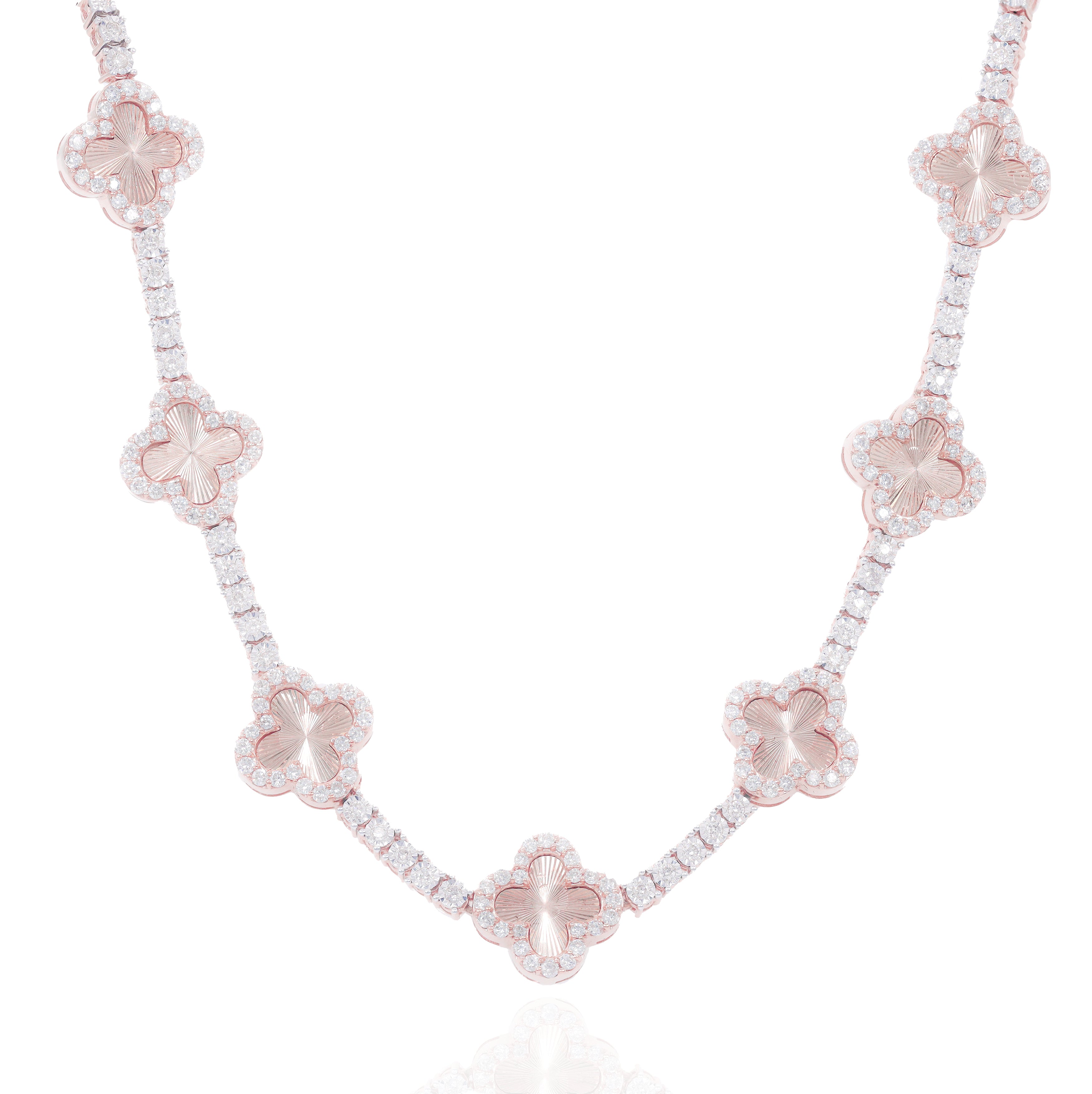 Fluted Clover Diamond Tennis Chain