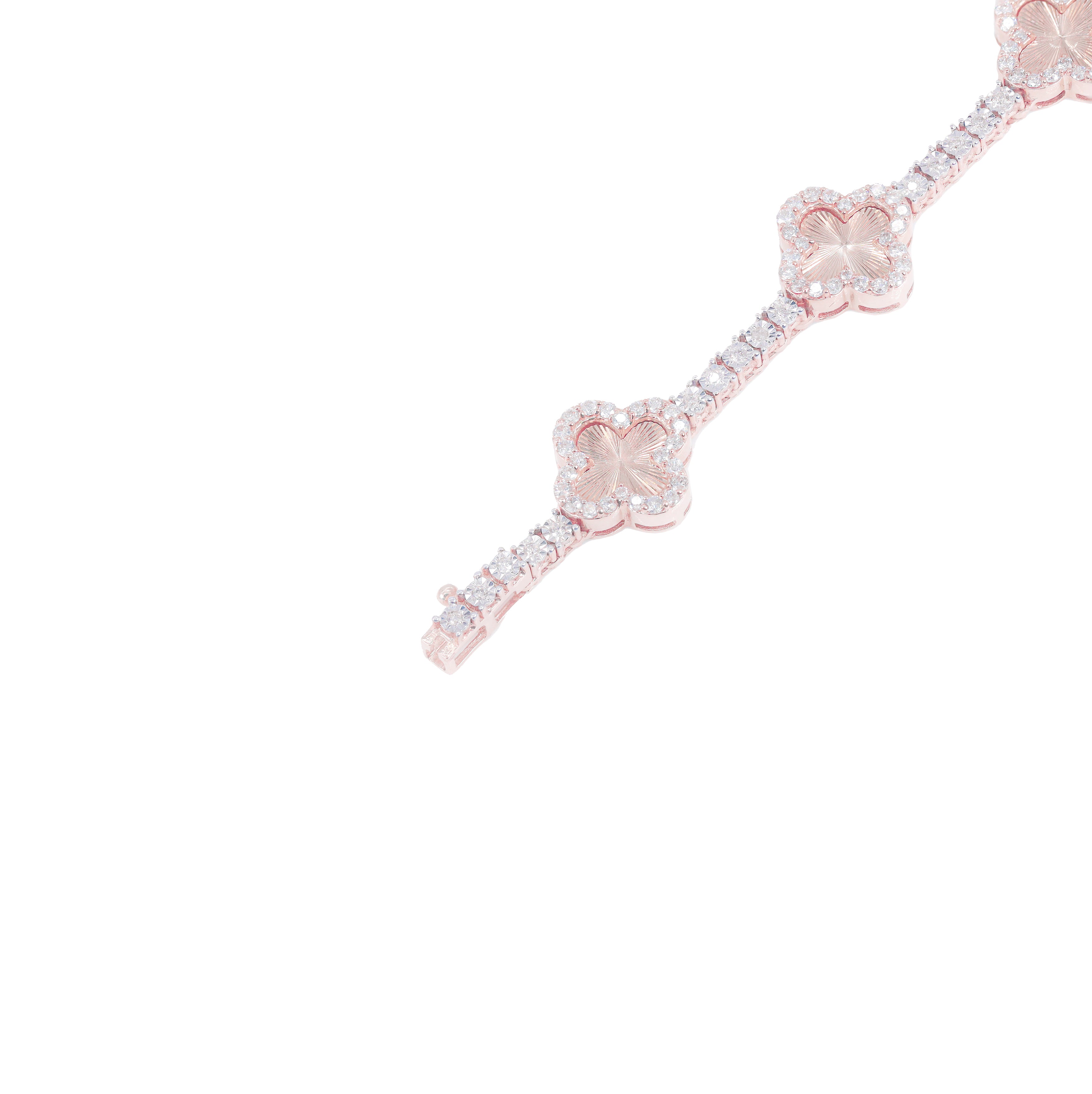 Fluted Clover Diamond Tennis Chain