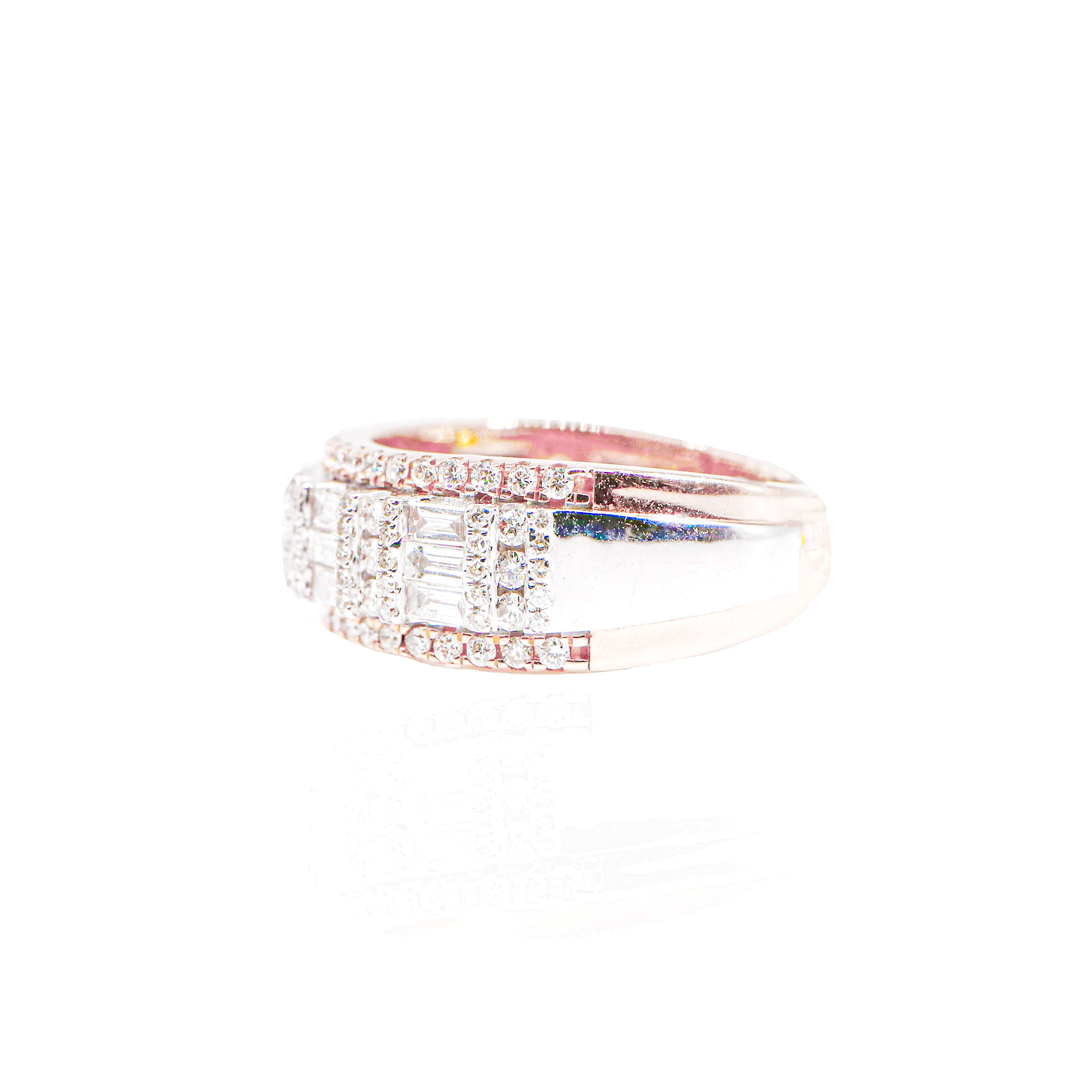 Two-Tone Baguette Clusters Diamond Ring