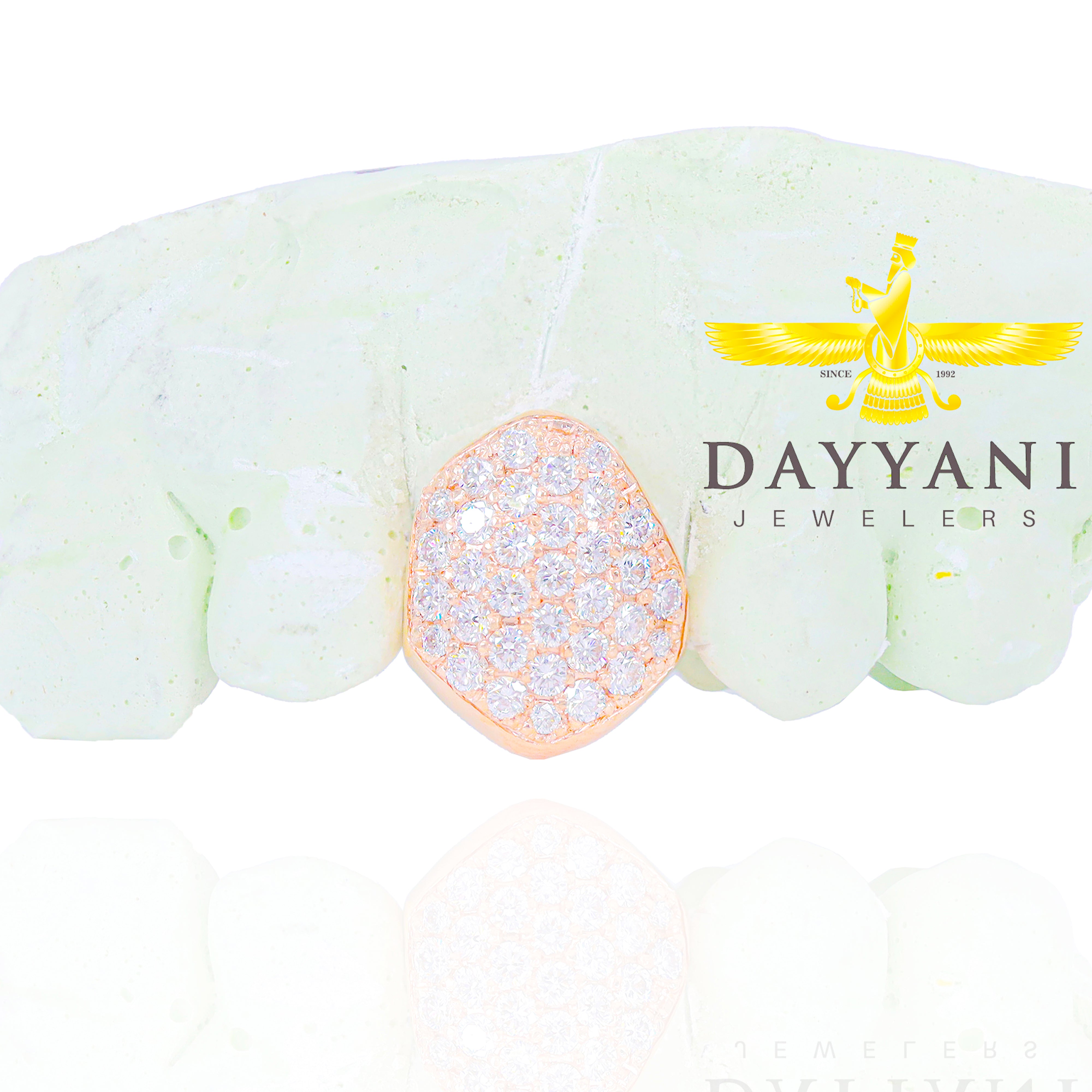 Custom One Tooth Diamond Grillz Hand Set Natural Diamonds Custom Grillz Top OR BOTTOM (TOP TEETH ADHESIVE REQUIRED)