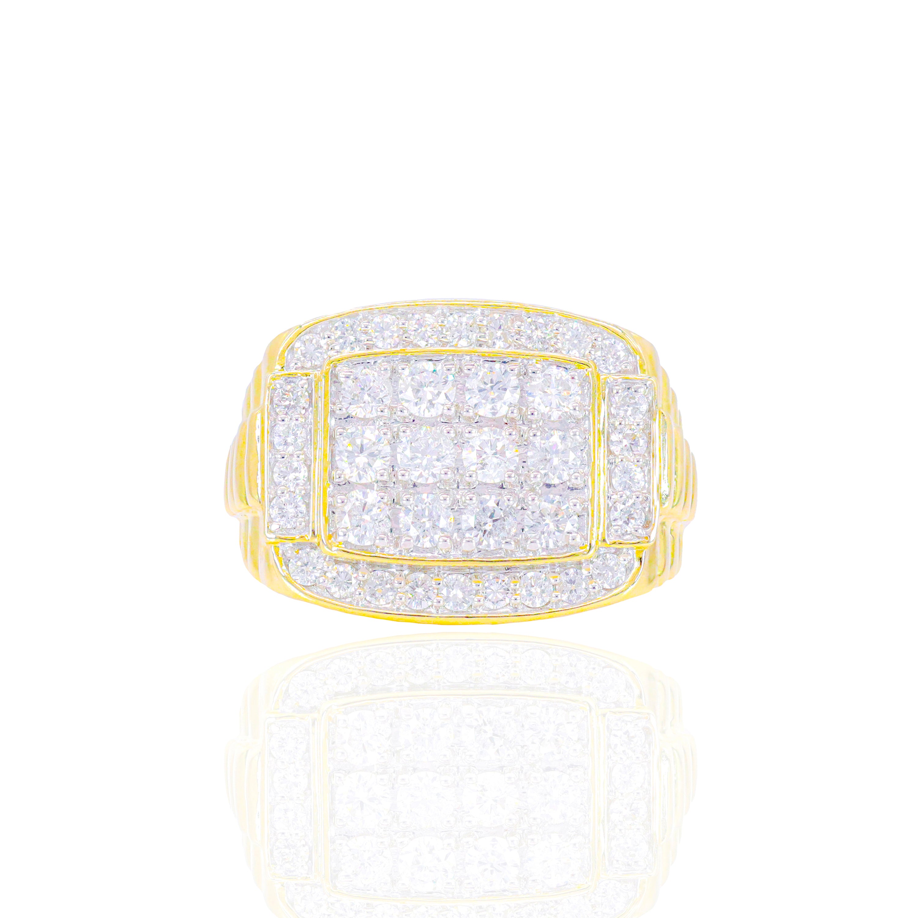 Rectangle Signet with Beveled Edges Diamond Ring