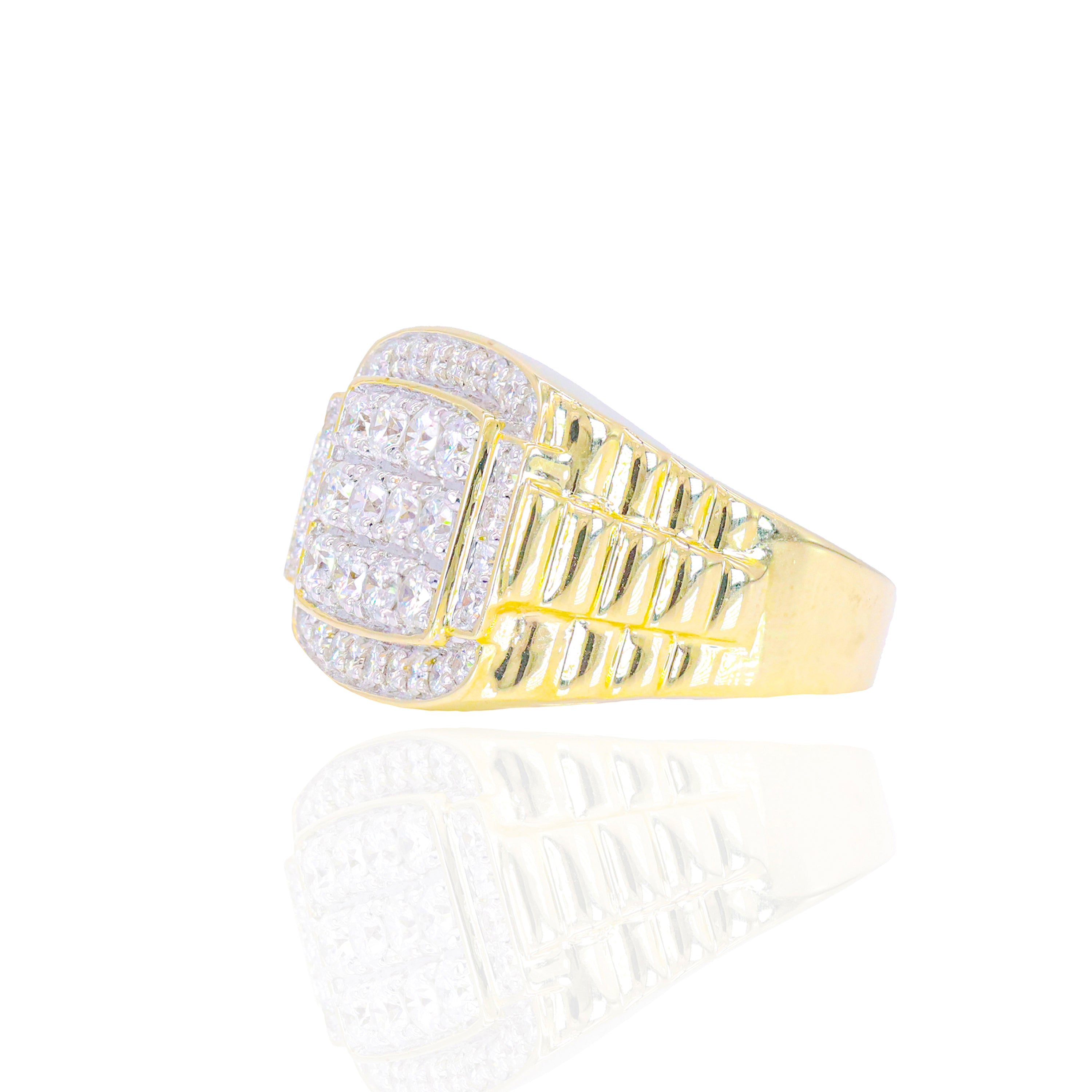 Rectangle Signet with Beveled Edges Diamond Ring