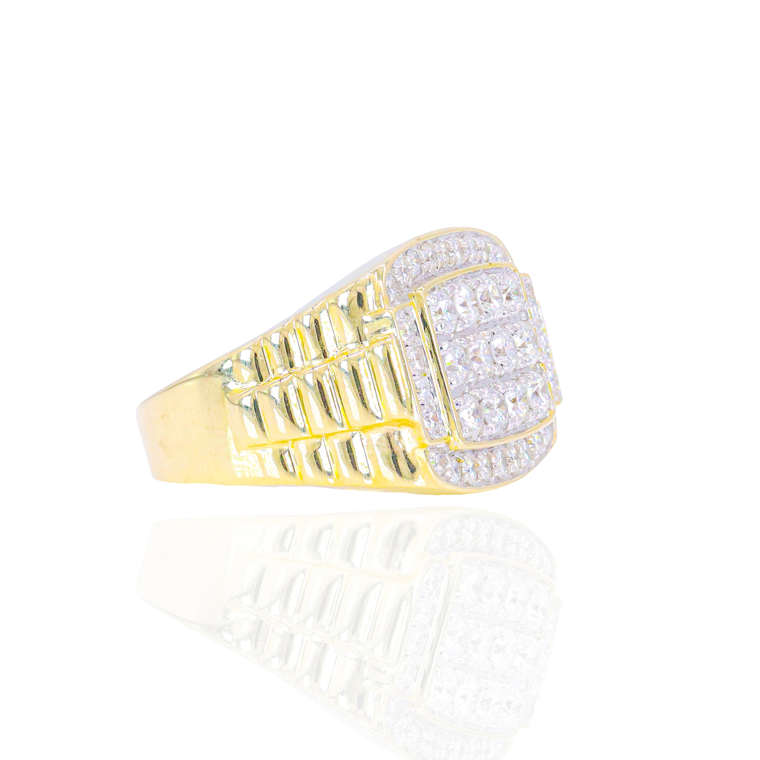 Rectangle Signet with Beveled Edges Diamond Ring