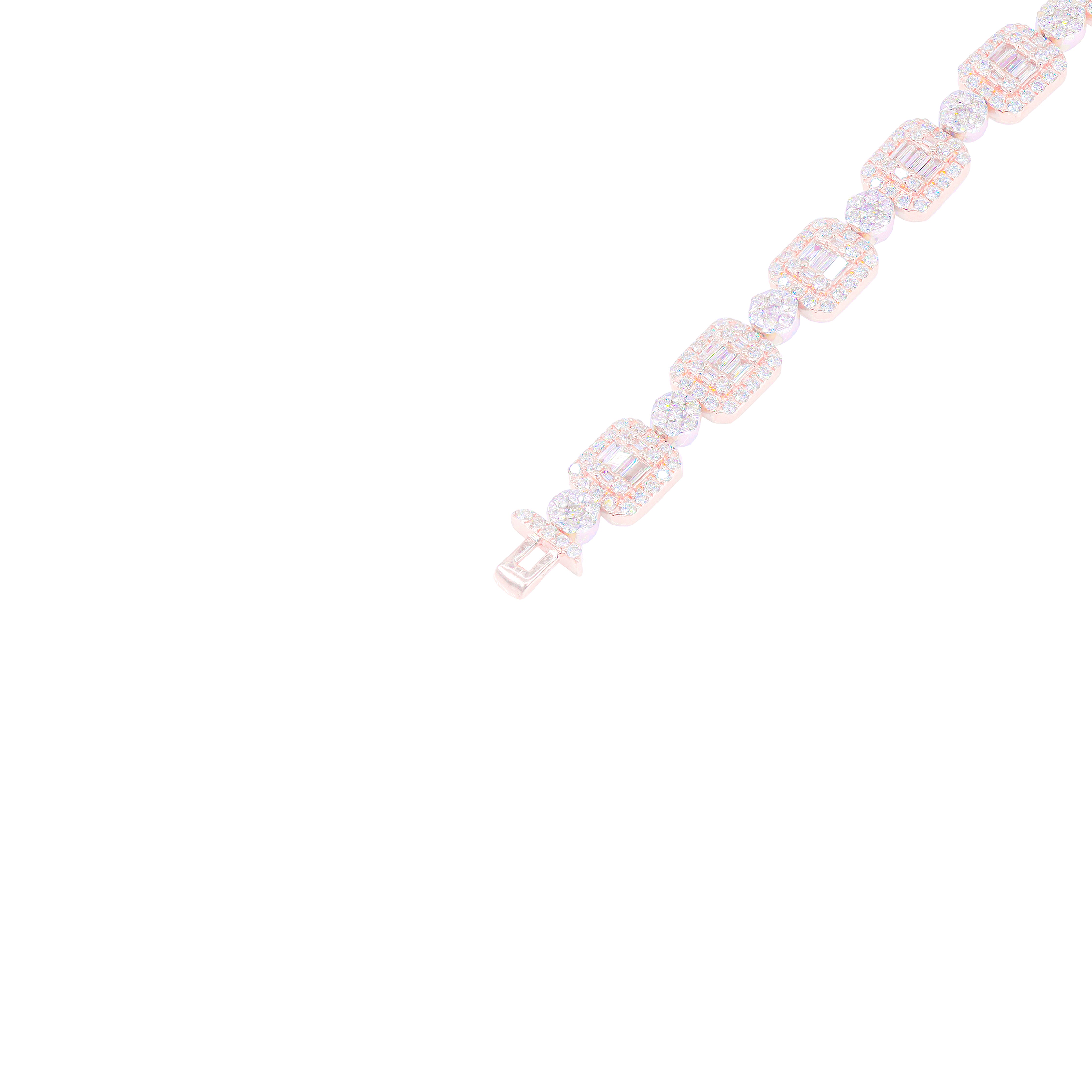 Square & Round Link Baguette Diamond Bracelet