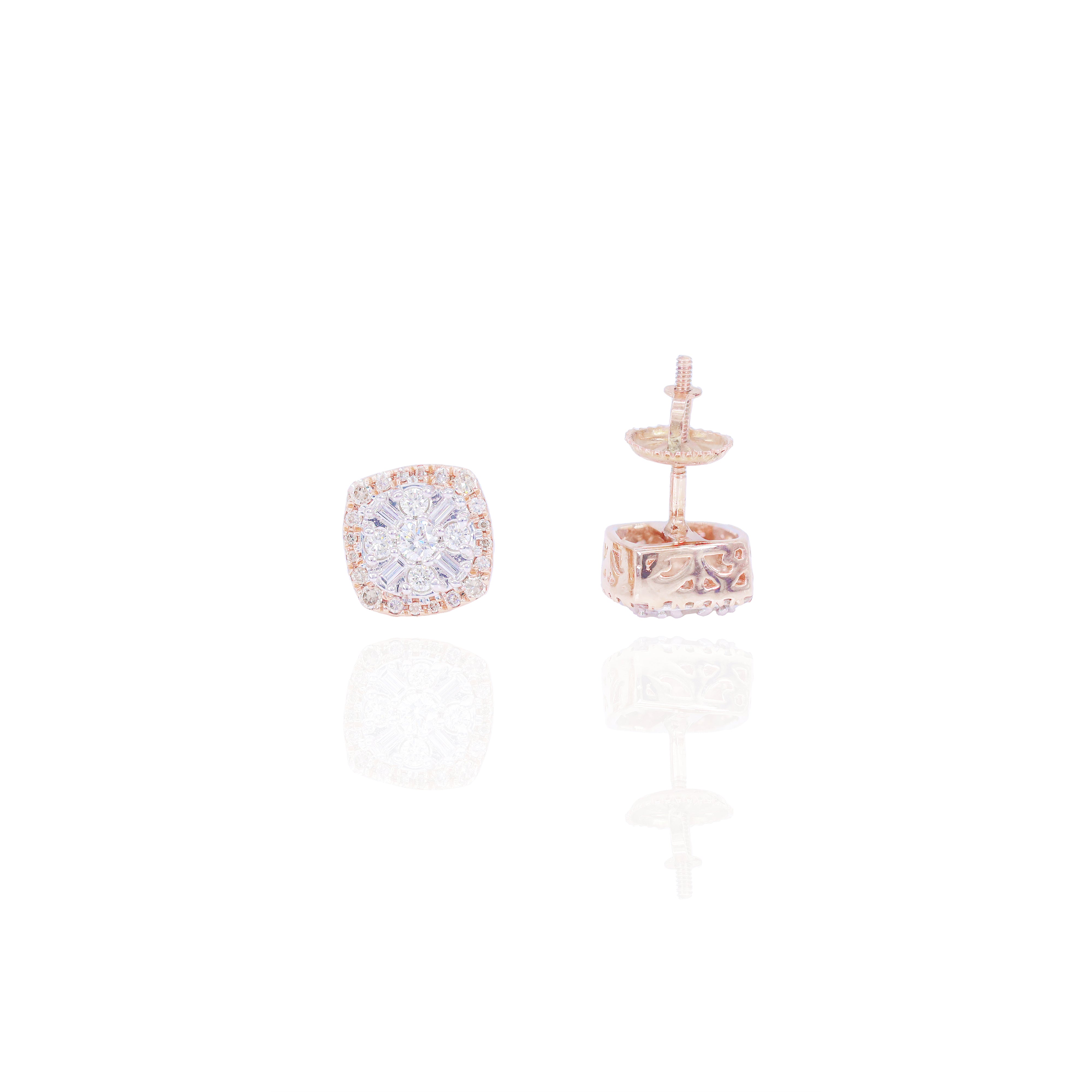 Square Cluster Baguette Diamond Earrings