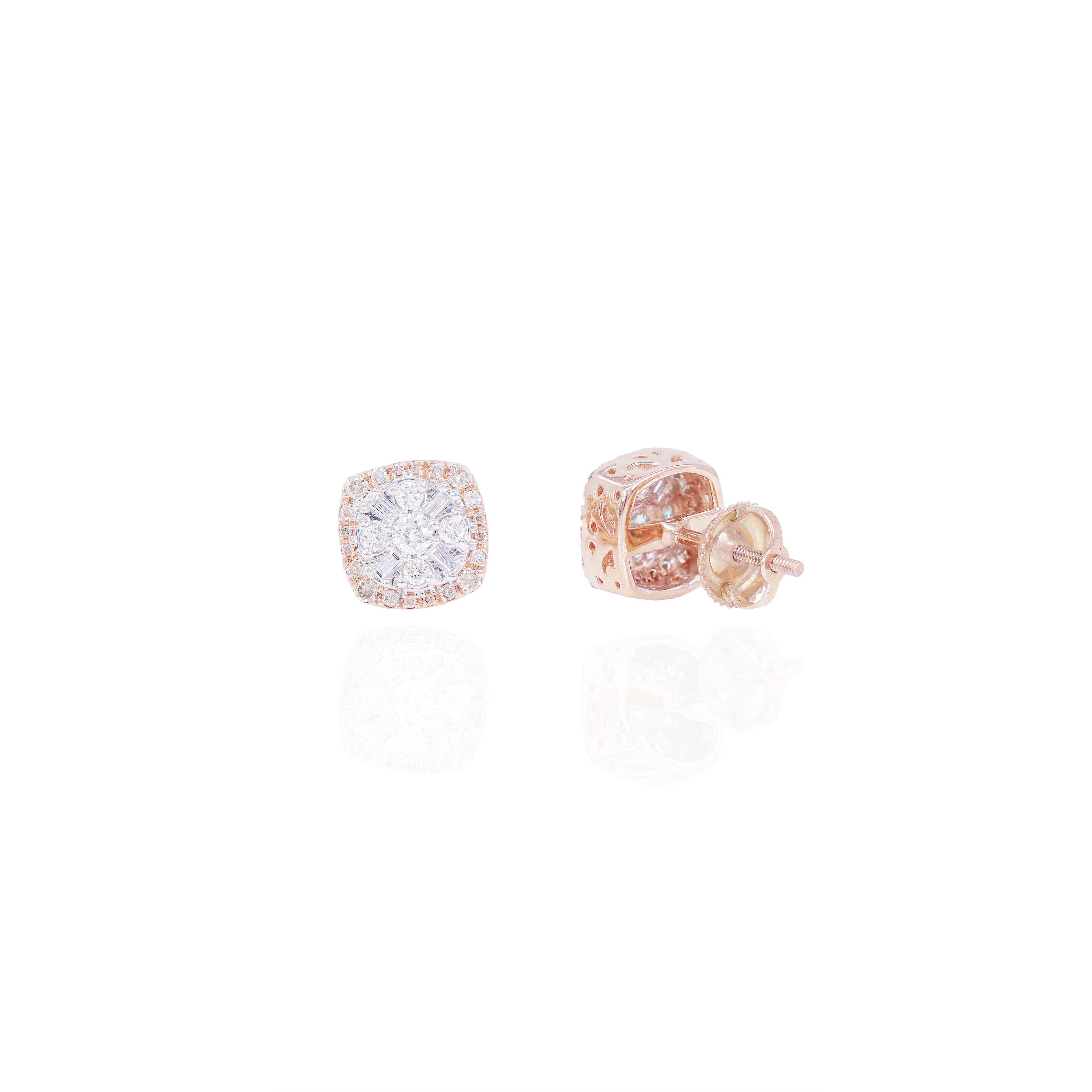 Square Cluster Baguette Diamond Earrings