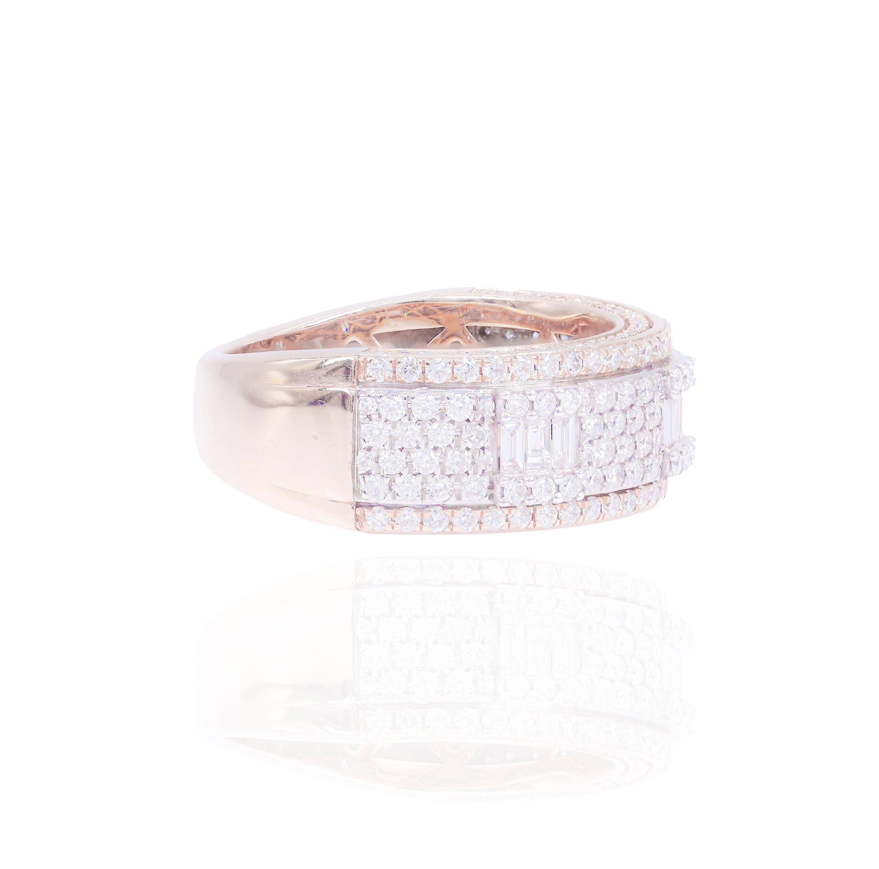 Cluster Two-Tone Baguettes & Round Diamond Ring Band