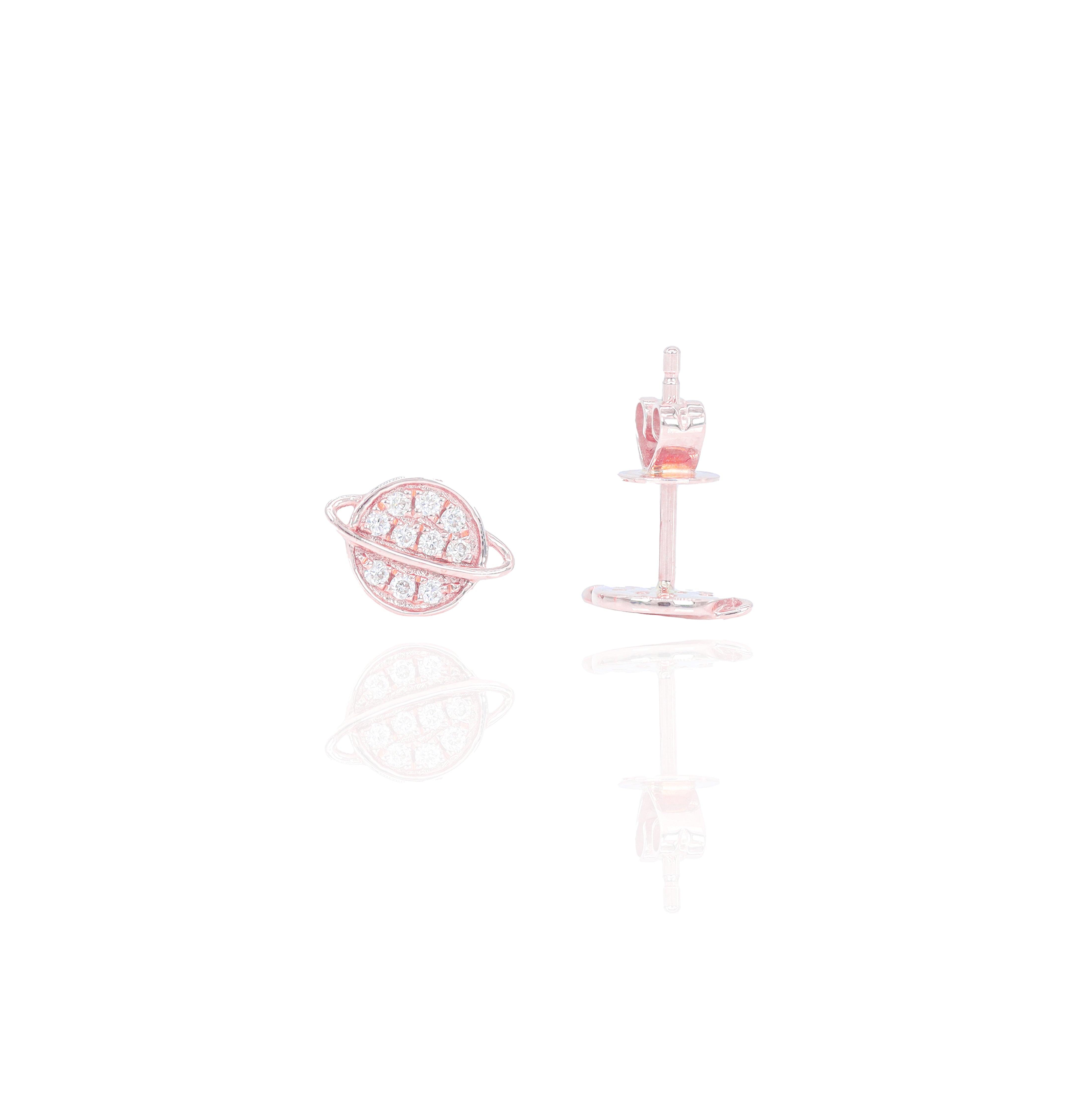 Flat Saturn Diamond Earrings