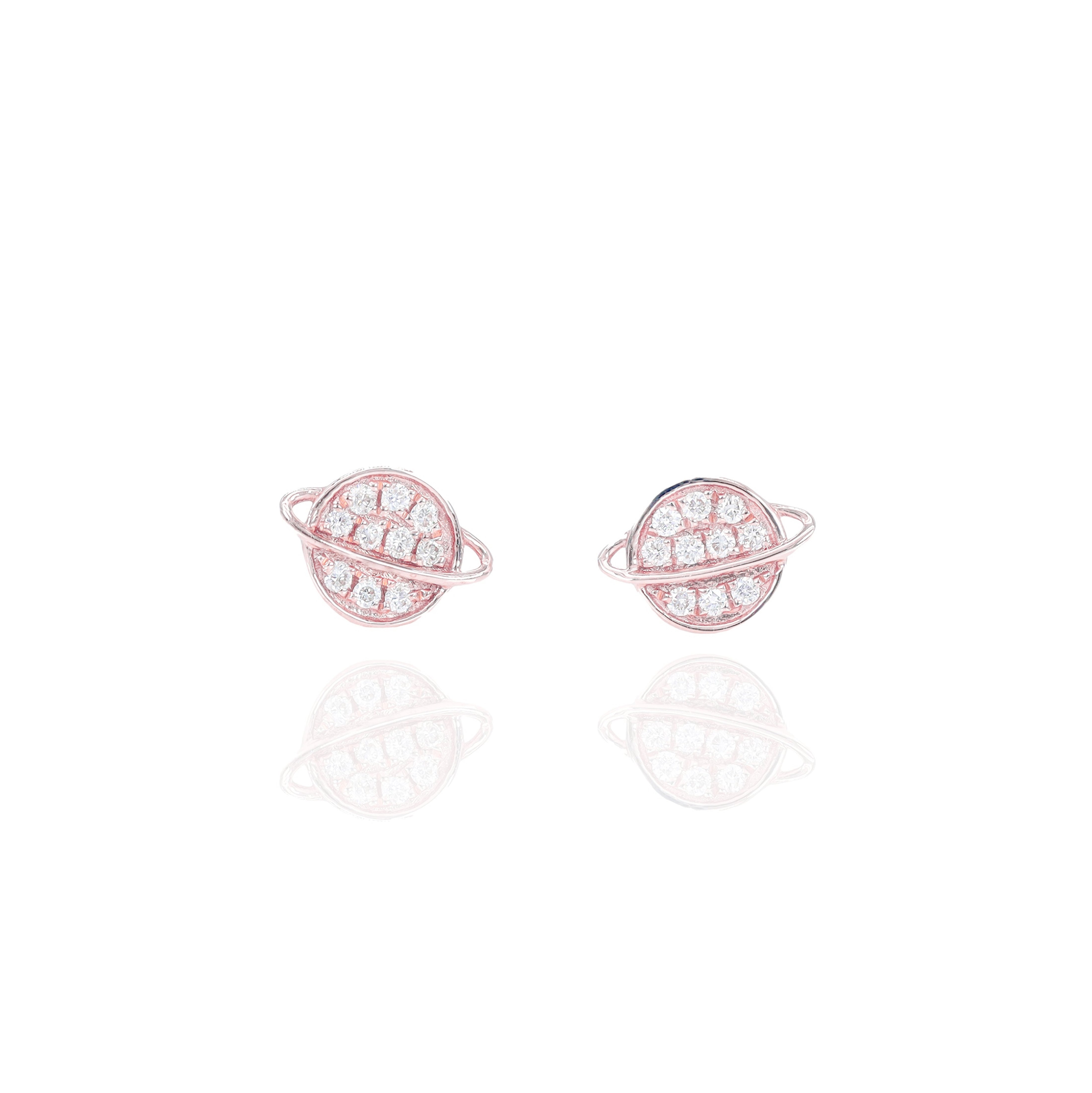Flat Saturn Diamond Earrings