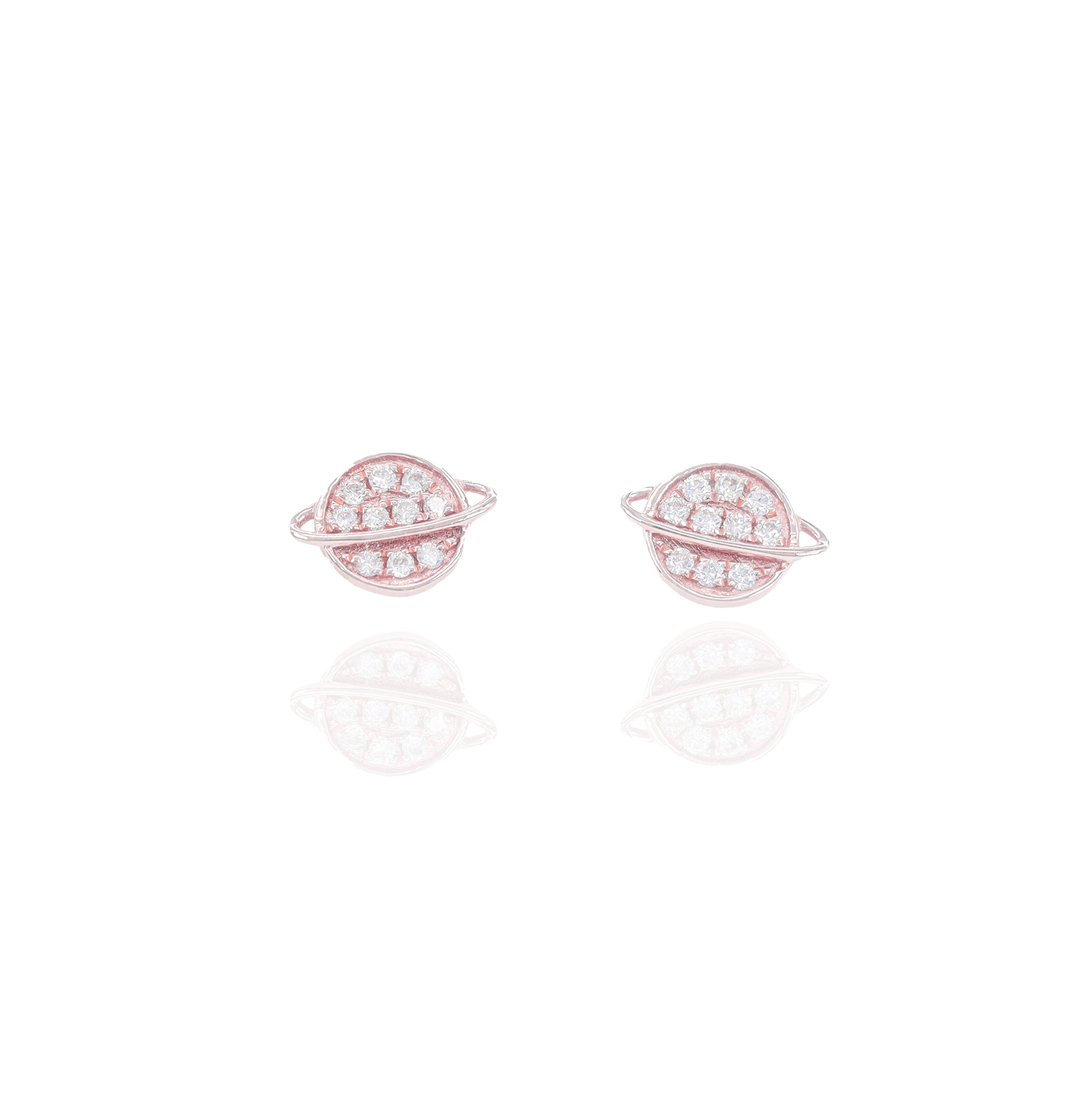Flat Saturn Diamond Earrings
