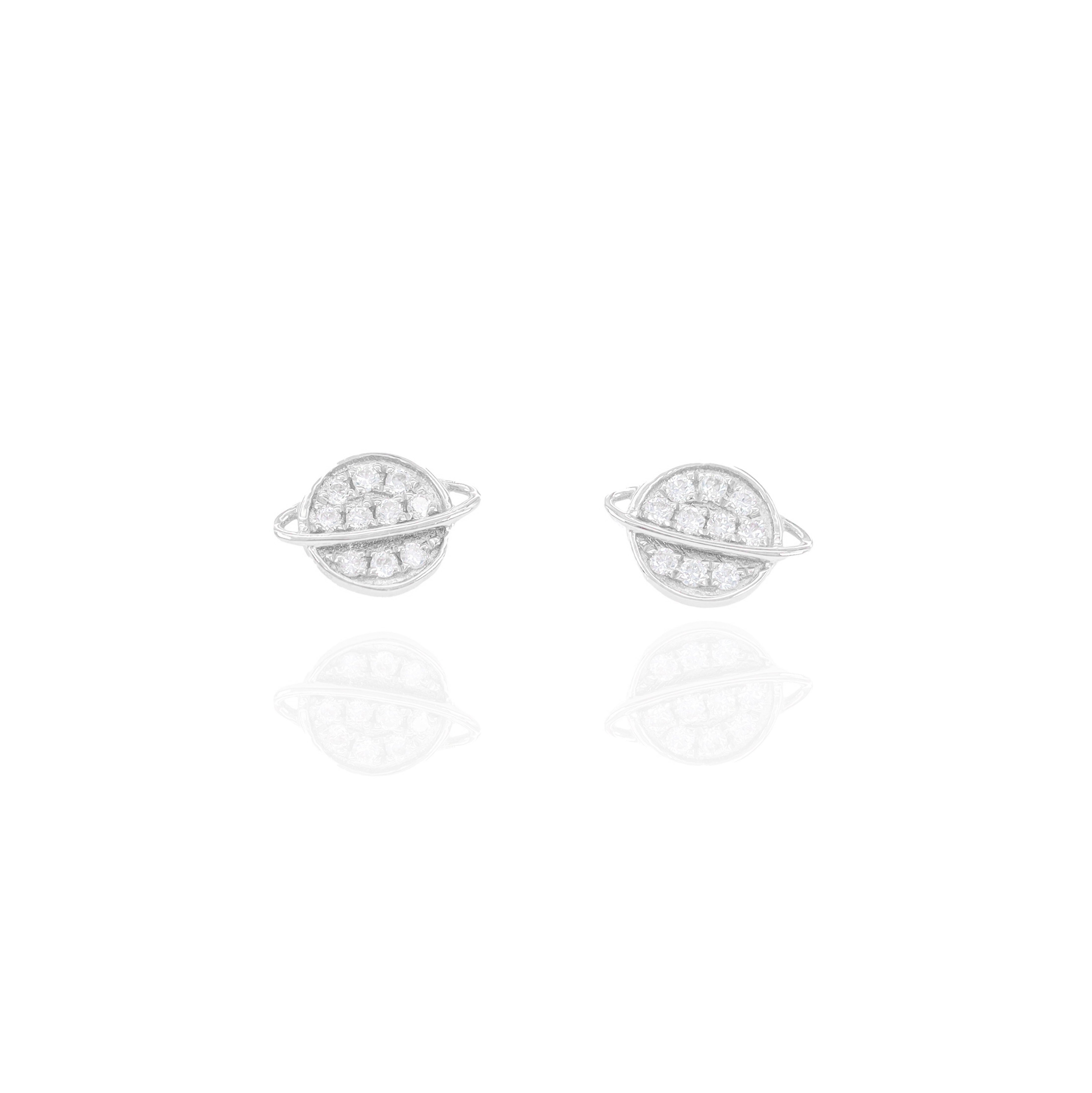 Flat Saturn Diamond Earrings