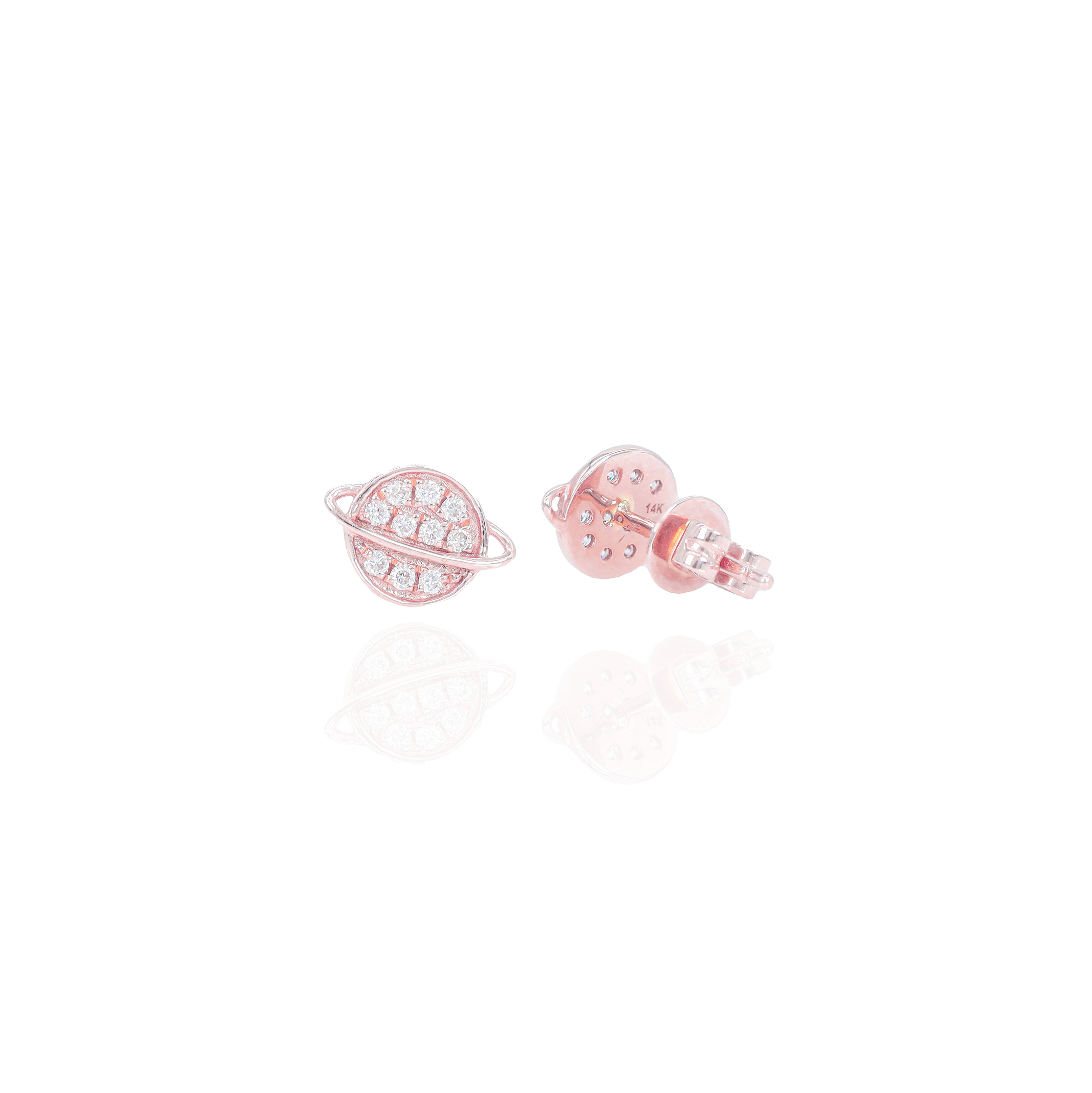 Flat Saturn Diamond Earrings