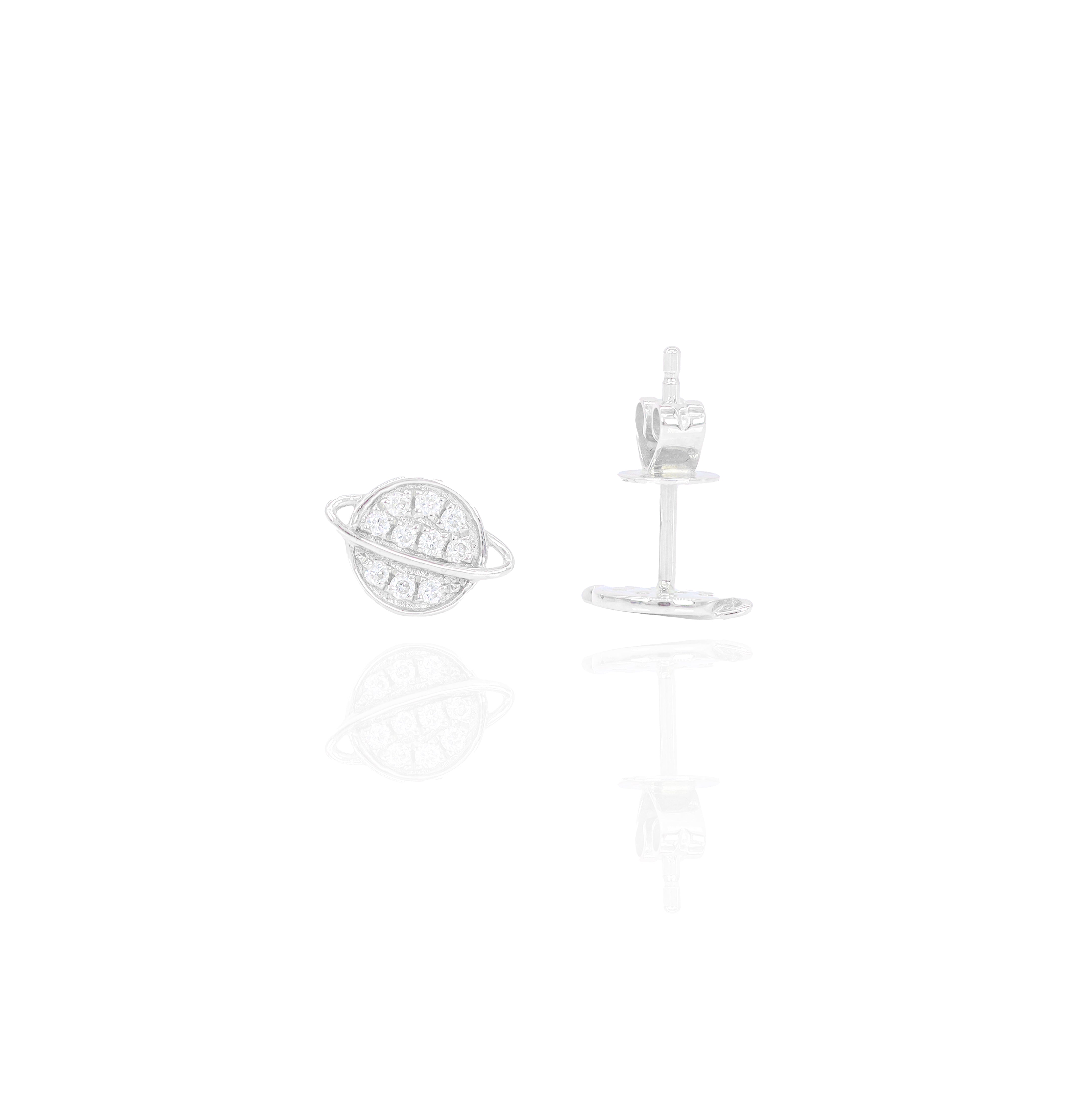 Flat Saturn Diamond Earrings