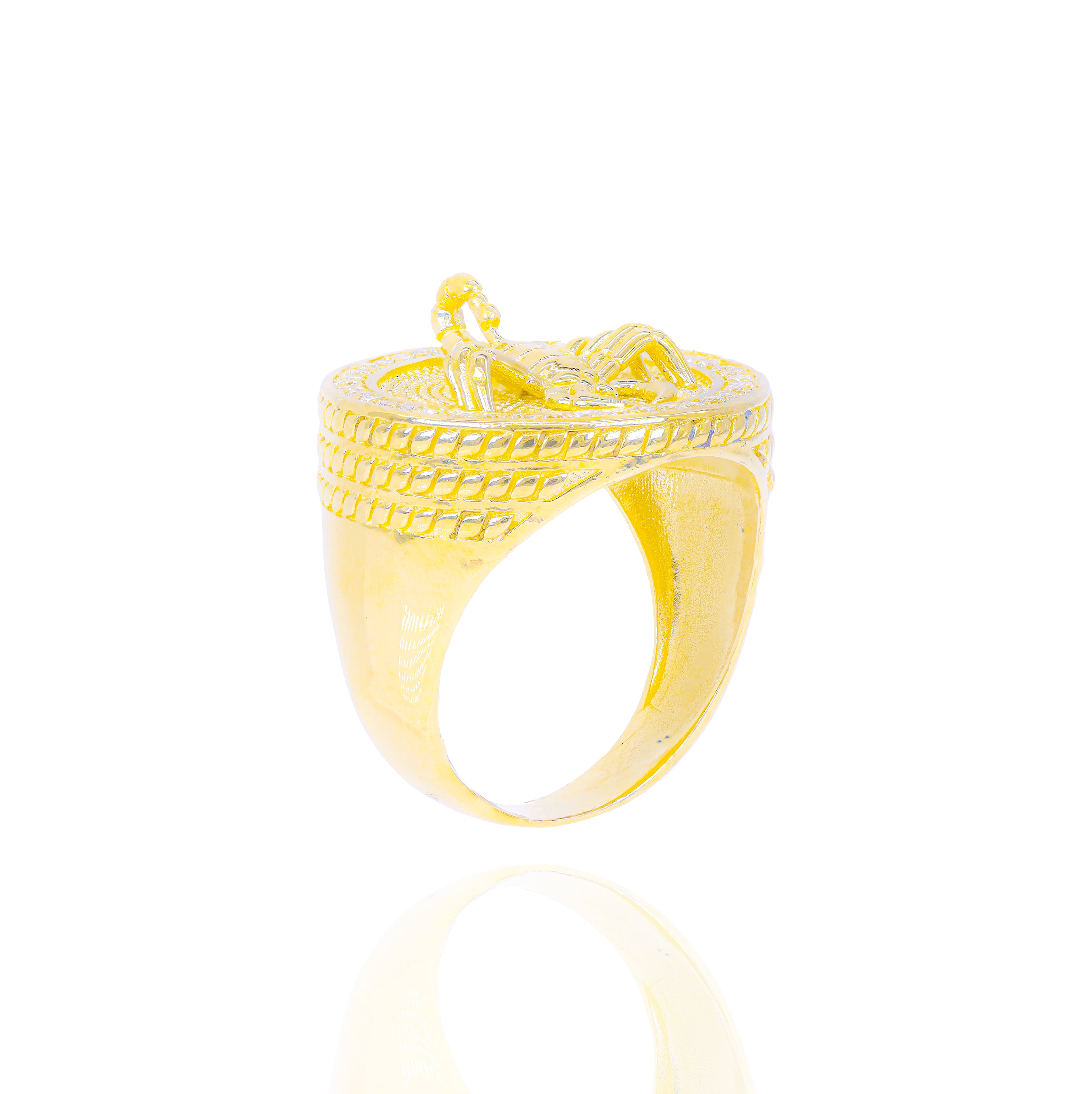 Solid Gold 3D Scorpion Ring w/ Diamond Border