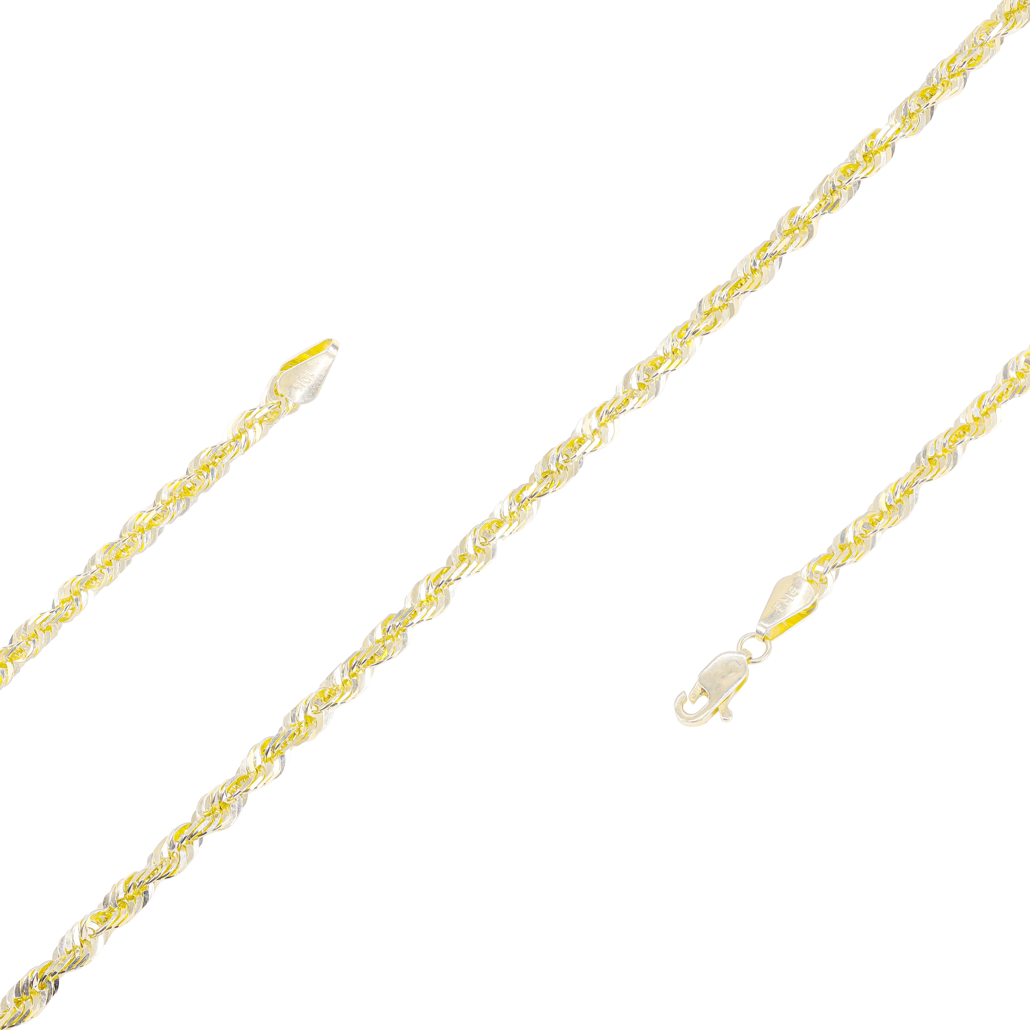10KT Shiny Solid Rope Yellow Gold Chain