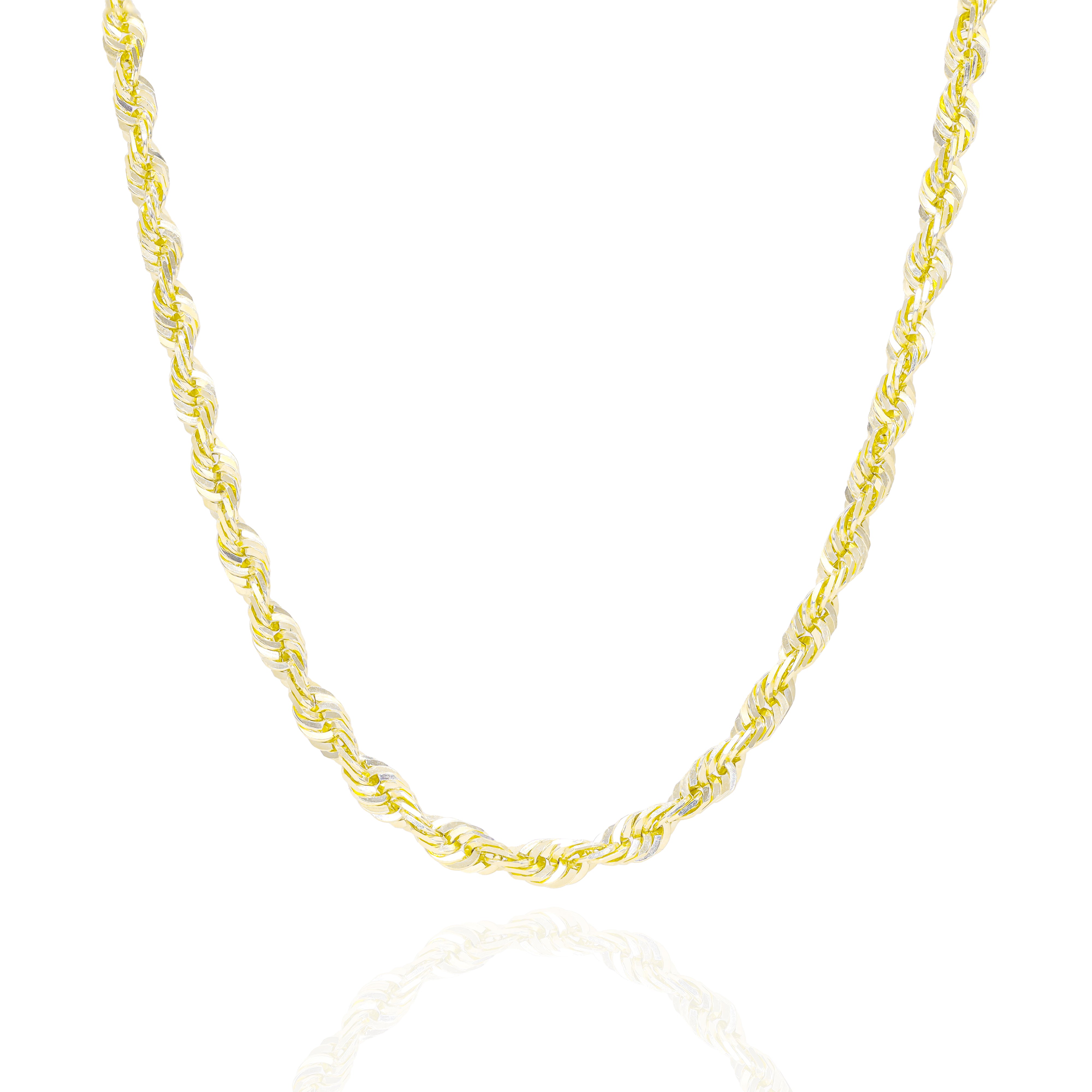 10KT Shiny Solid Rope Yellow Gold Chain