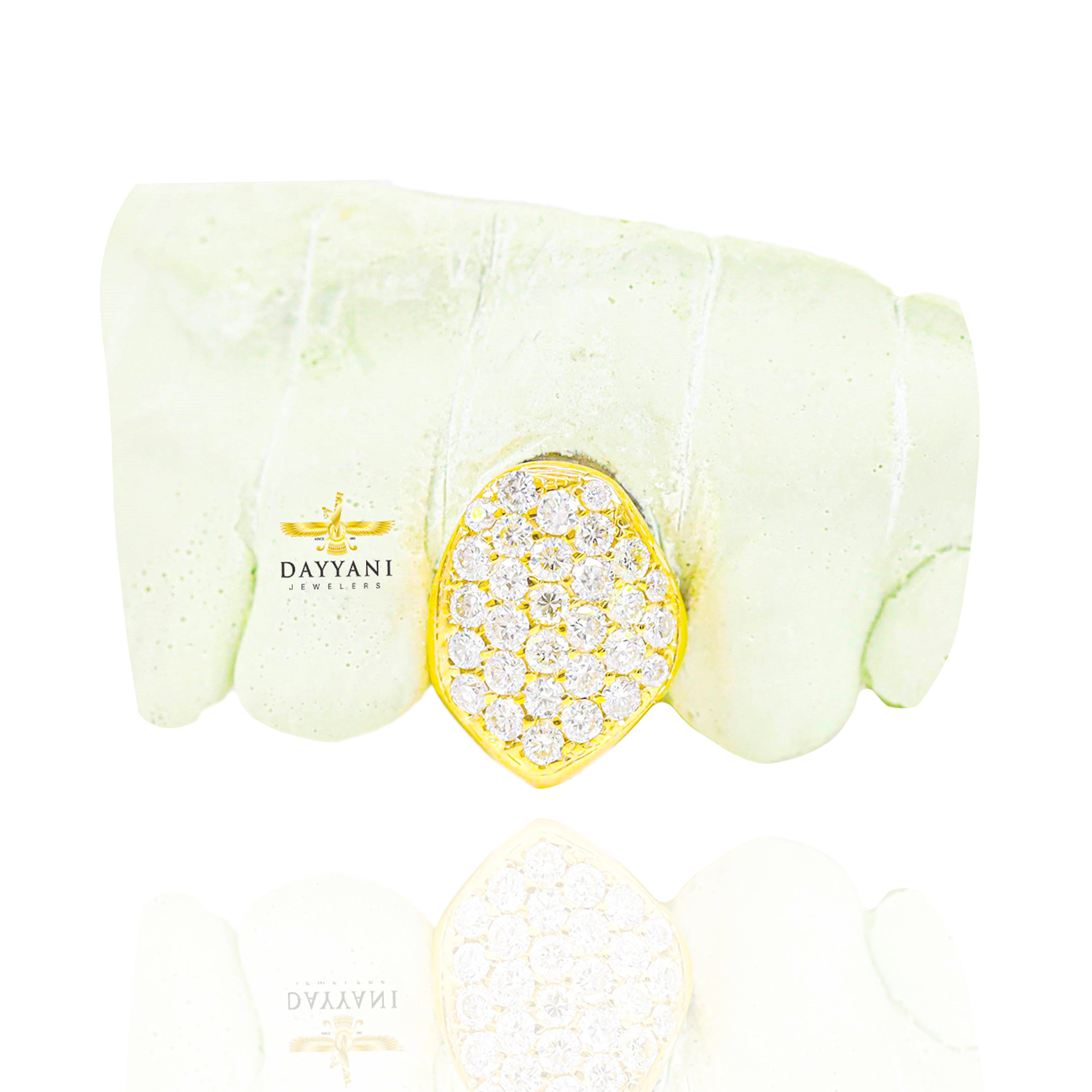 Custom One Tooth Diamond Grillz Hand Set Natural Diamonds Custom Grillz Top OR BOTTOM (TOP TEETH ADHESIVE REQUIRED)