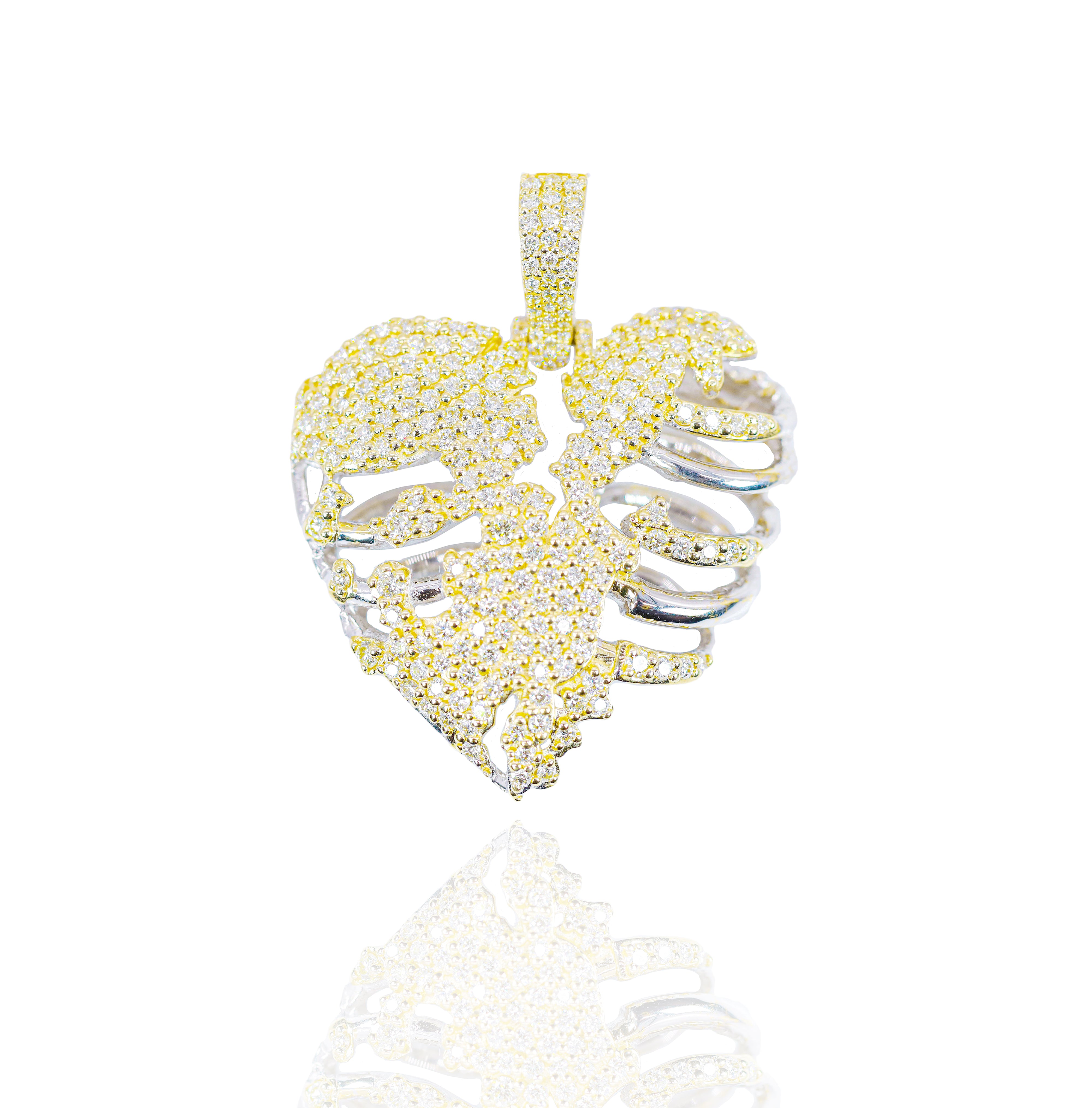 Diamond Heart Skeleton Pendant (Large)