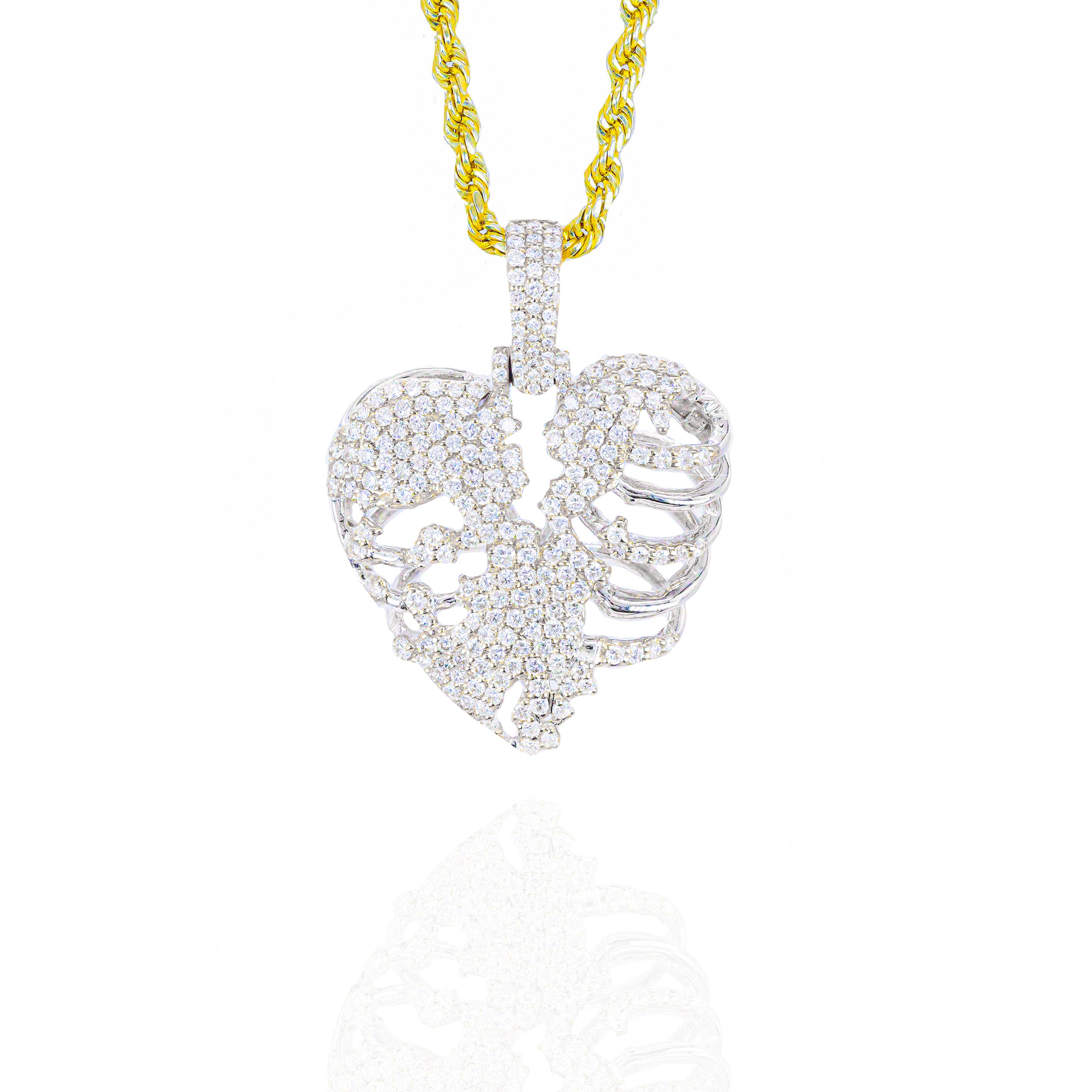 Diamond Heart Skeleton Pendant (Mid-Size)
