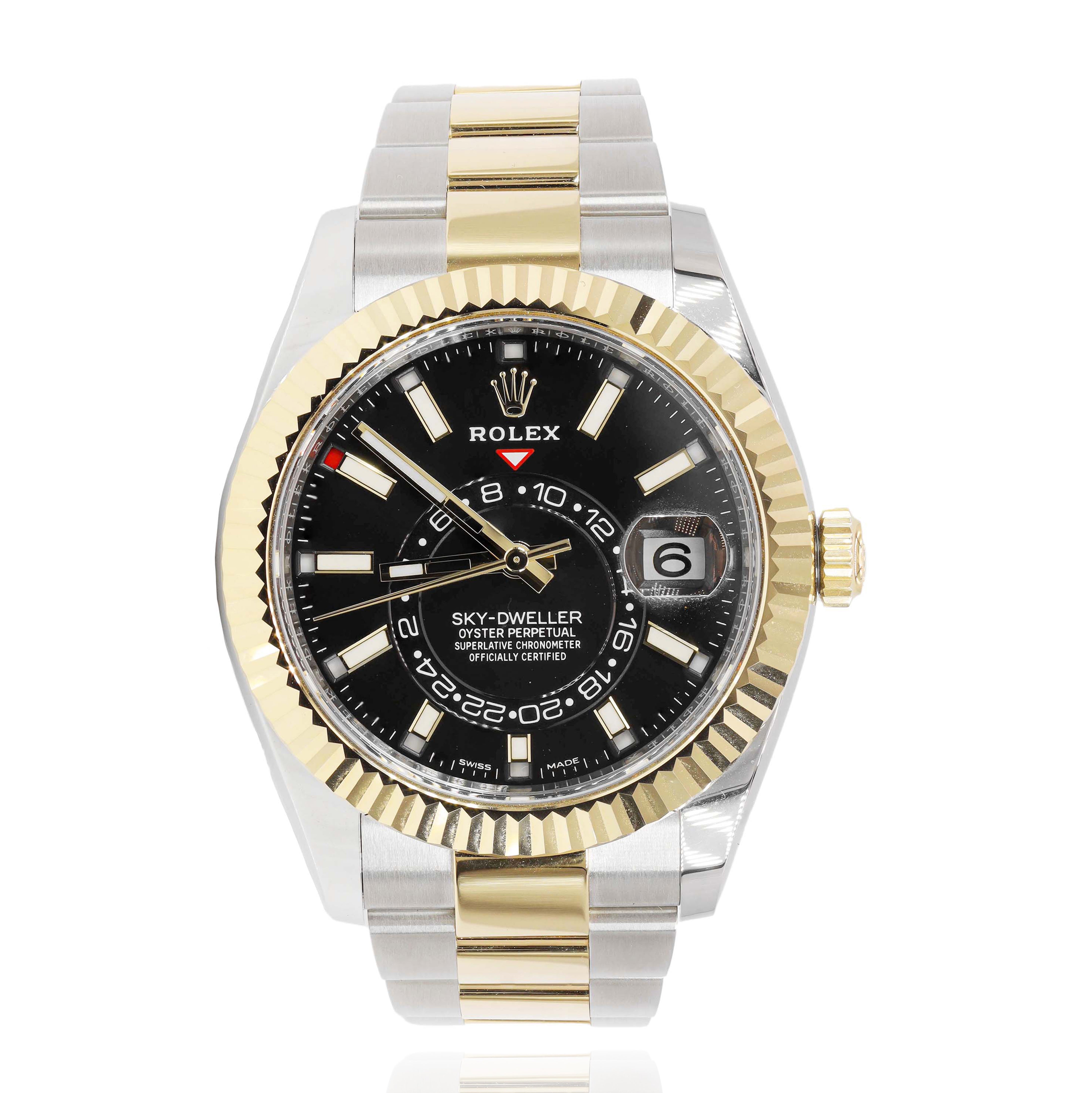 Rolex 326933 Sky Dweller Black Dial 18k Yellow Gold Stainless Steel