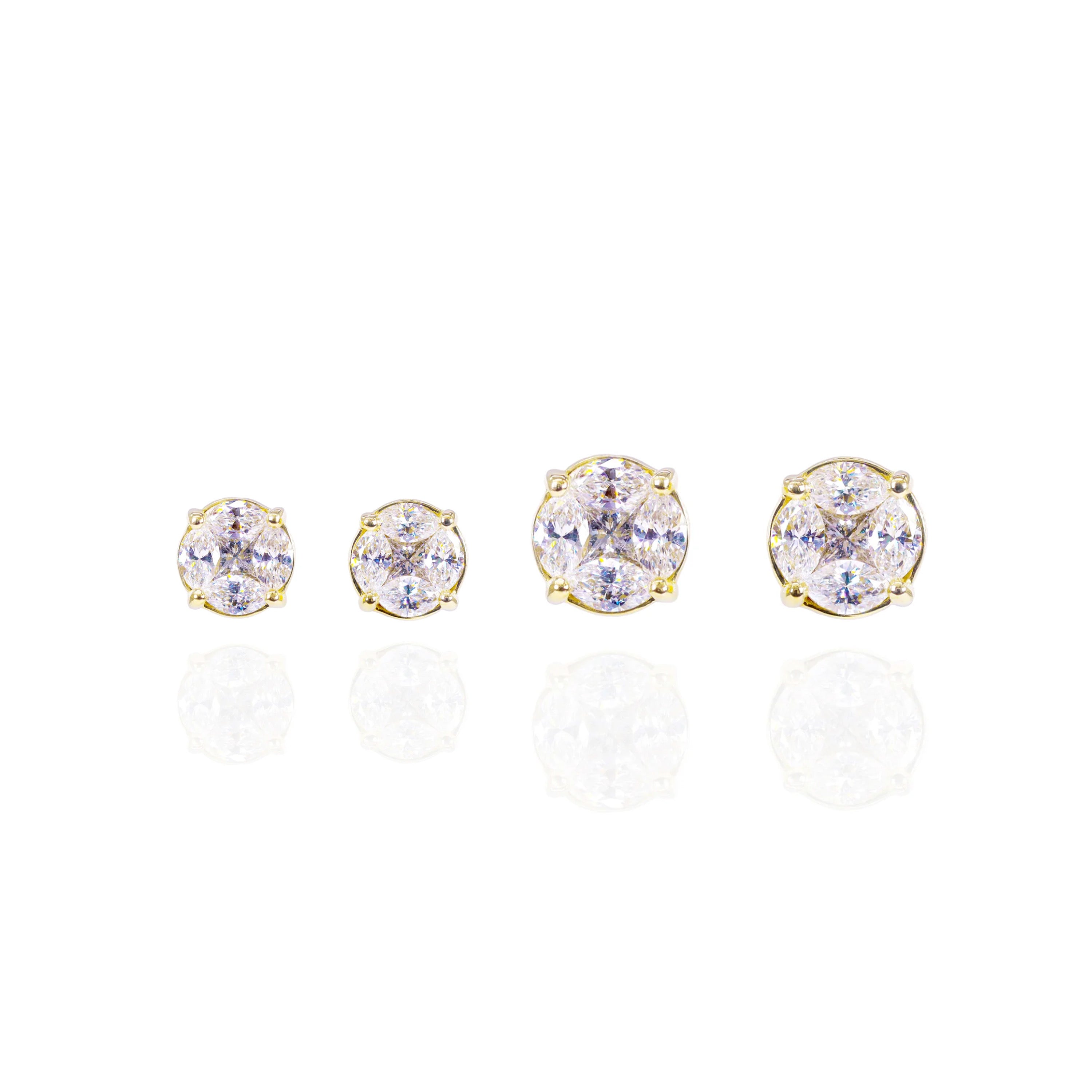 Marquise & Princess Cut Bezel Set Diamond Earrings