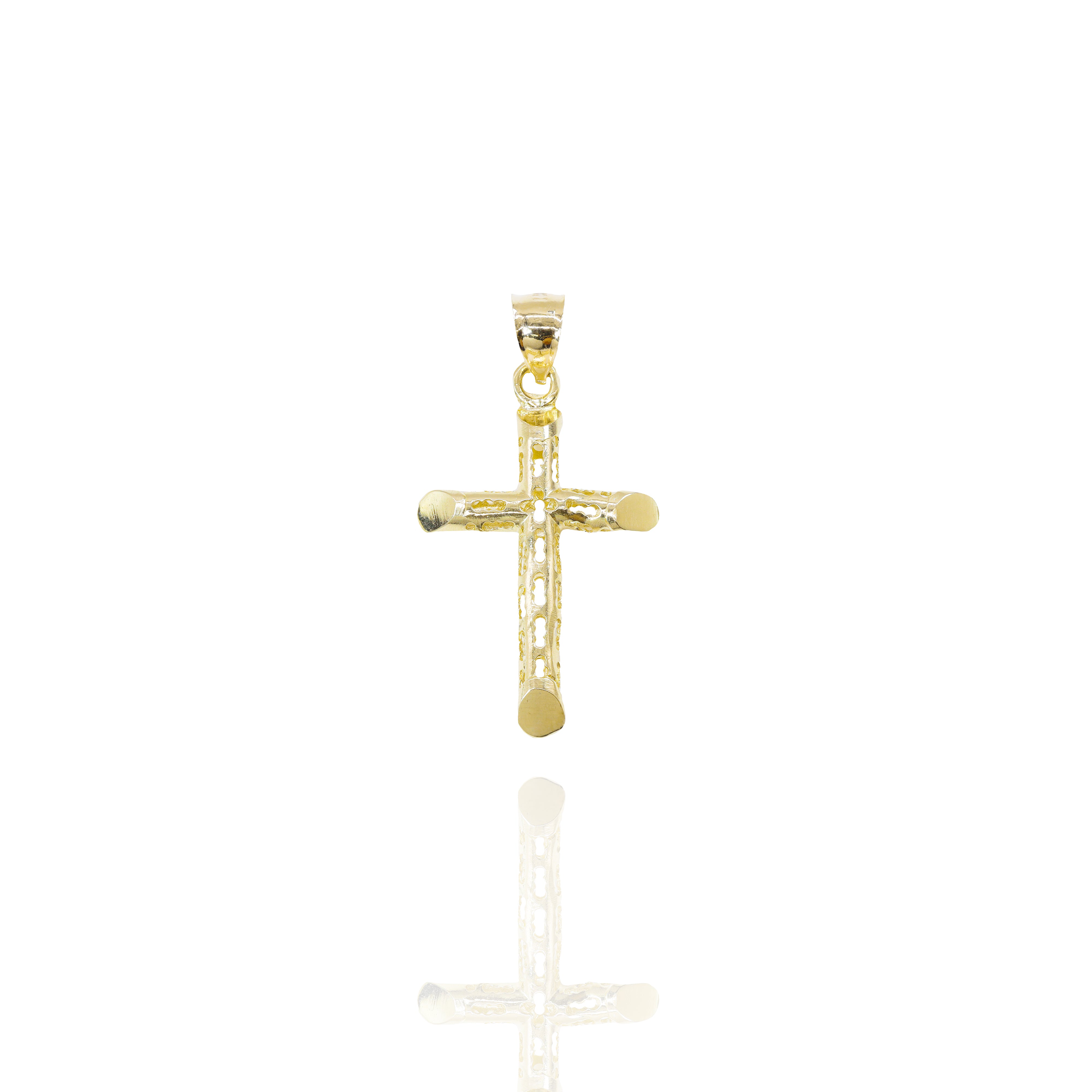 Italian Gold Cross Pendant with Opening (Extra-Small)