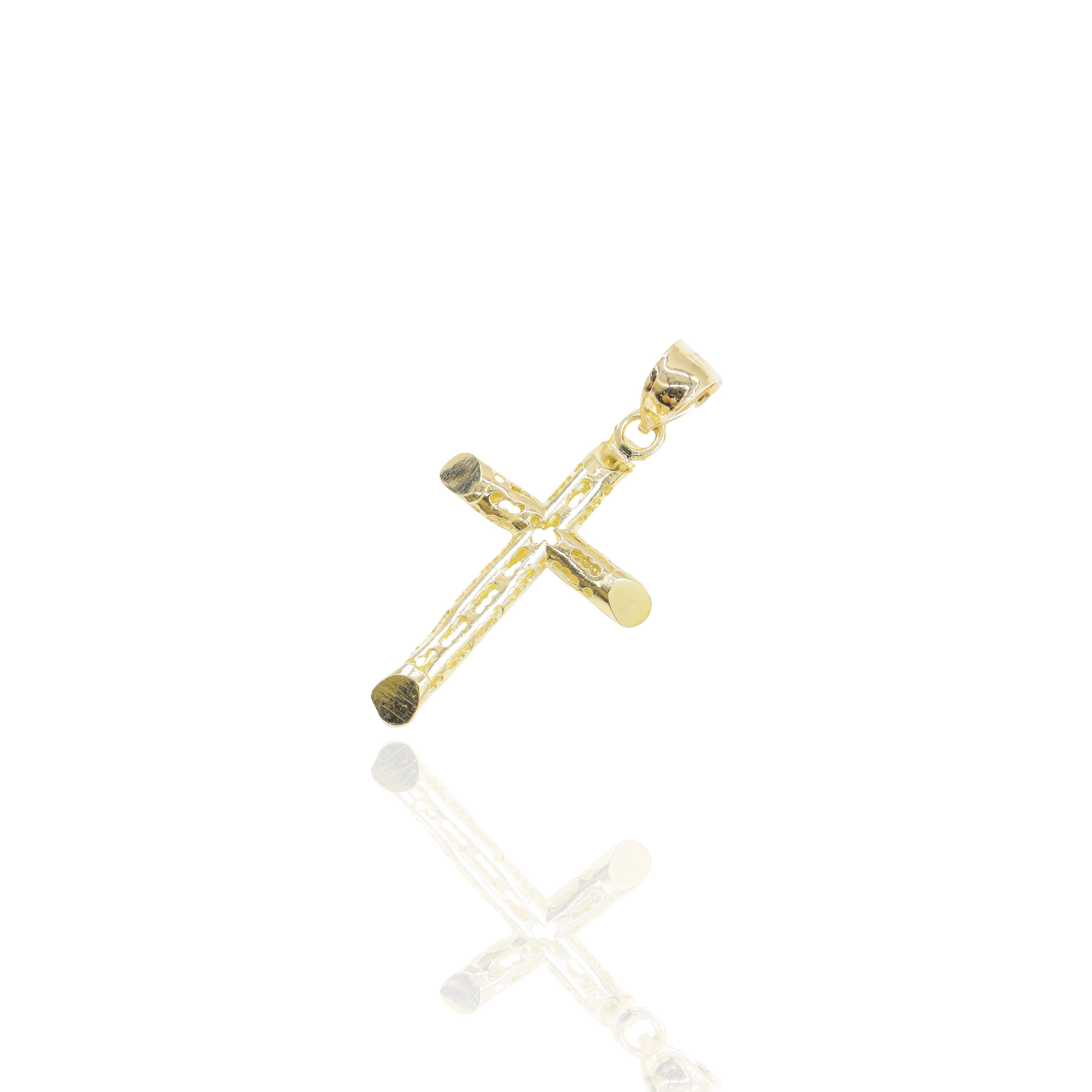 Italian Gold Cross Pendant with Opening (Extra-Small)
