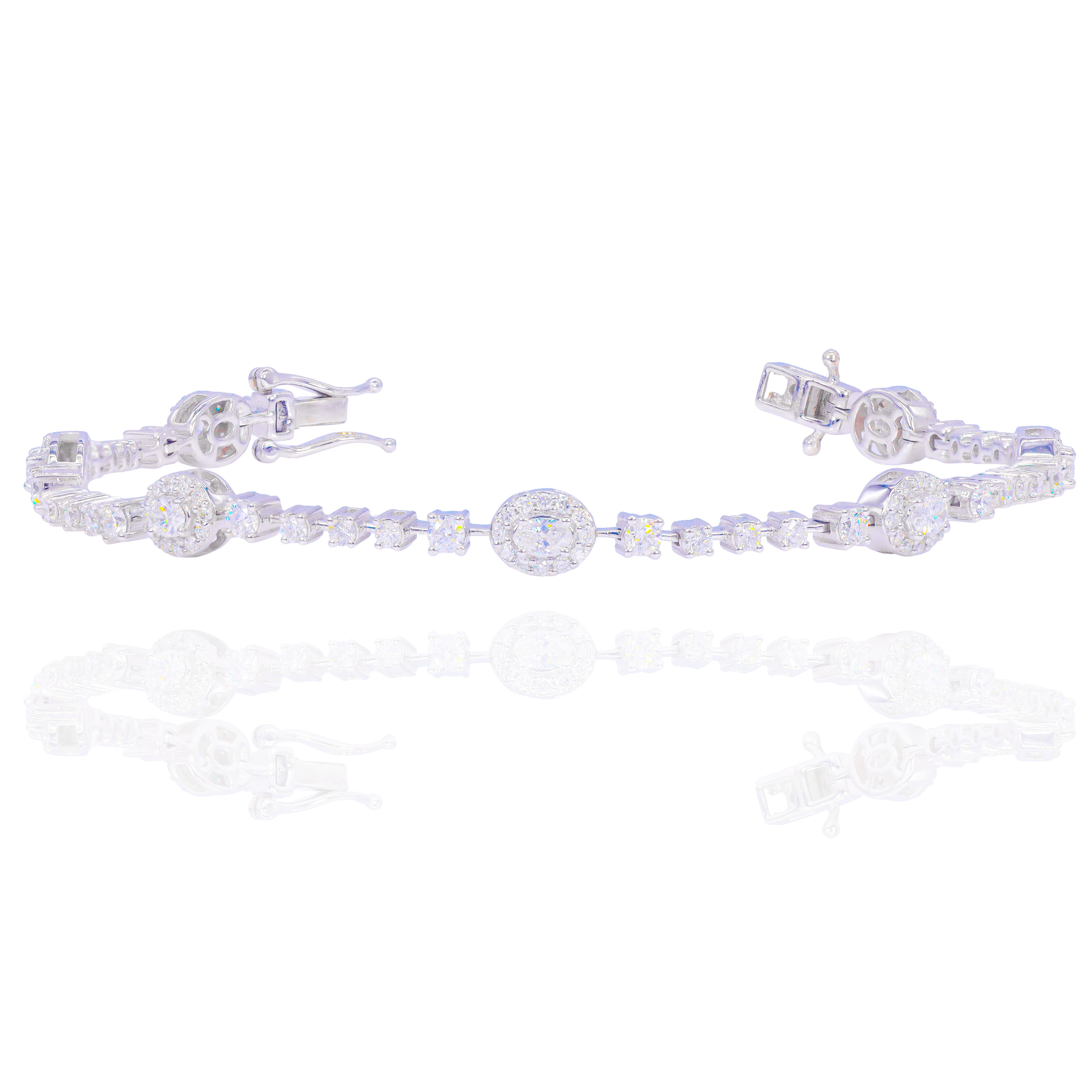 Oval Shaped with Round Diamond Tennis Bracelet
