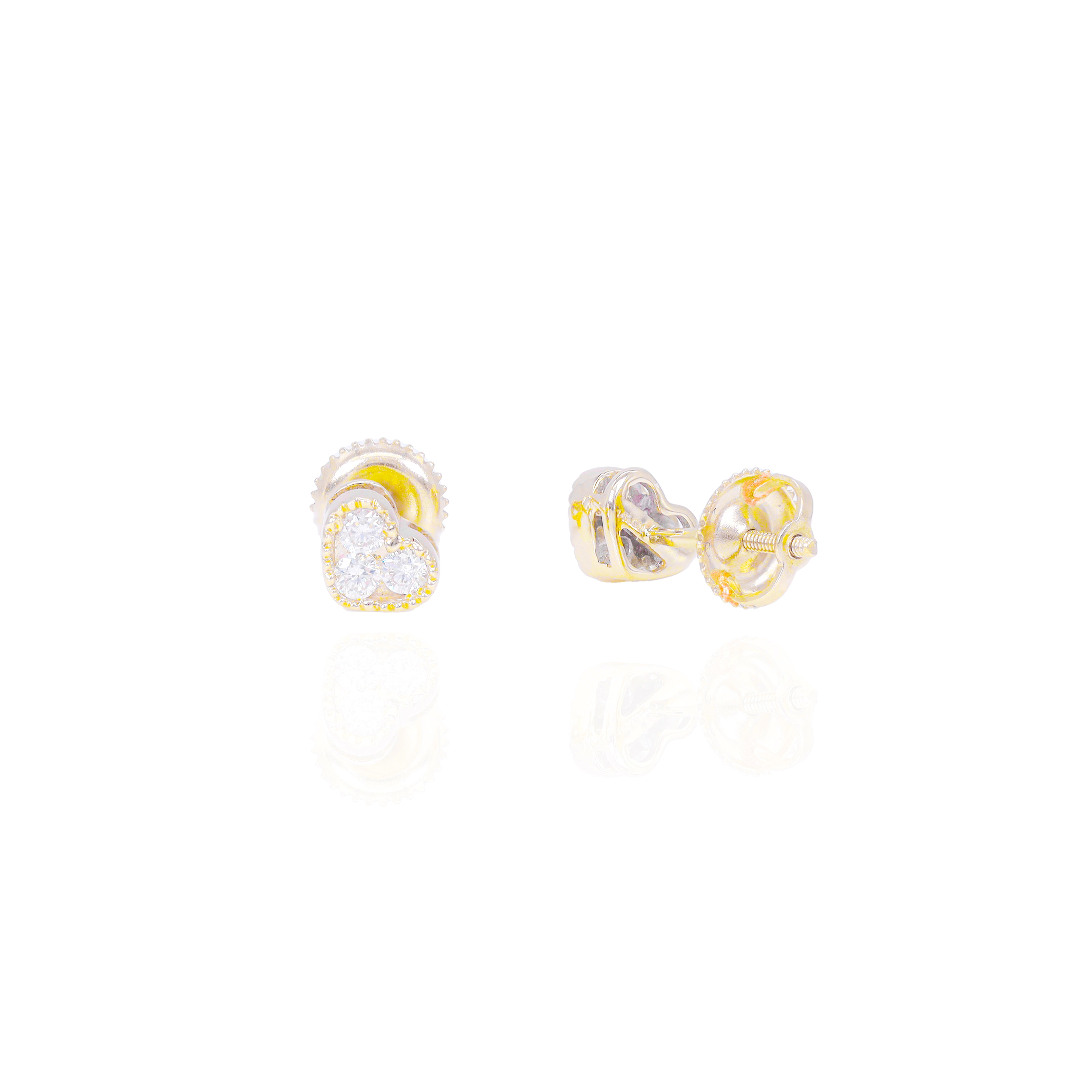 Small Bezel Diamond Heart Earrings